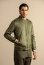 Olive Green Suede Bomber Jacket