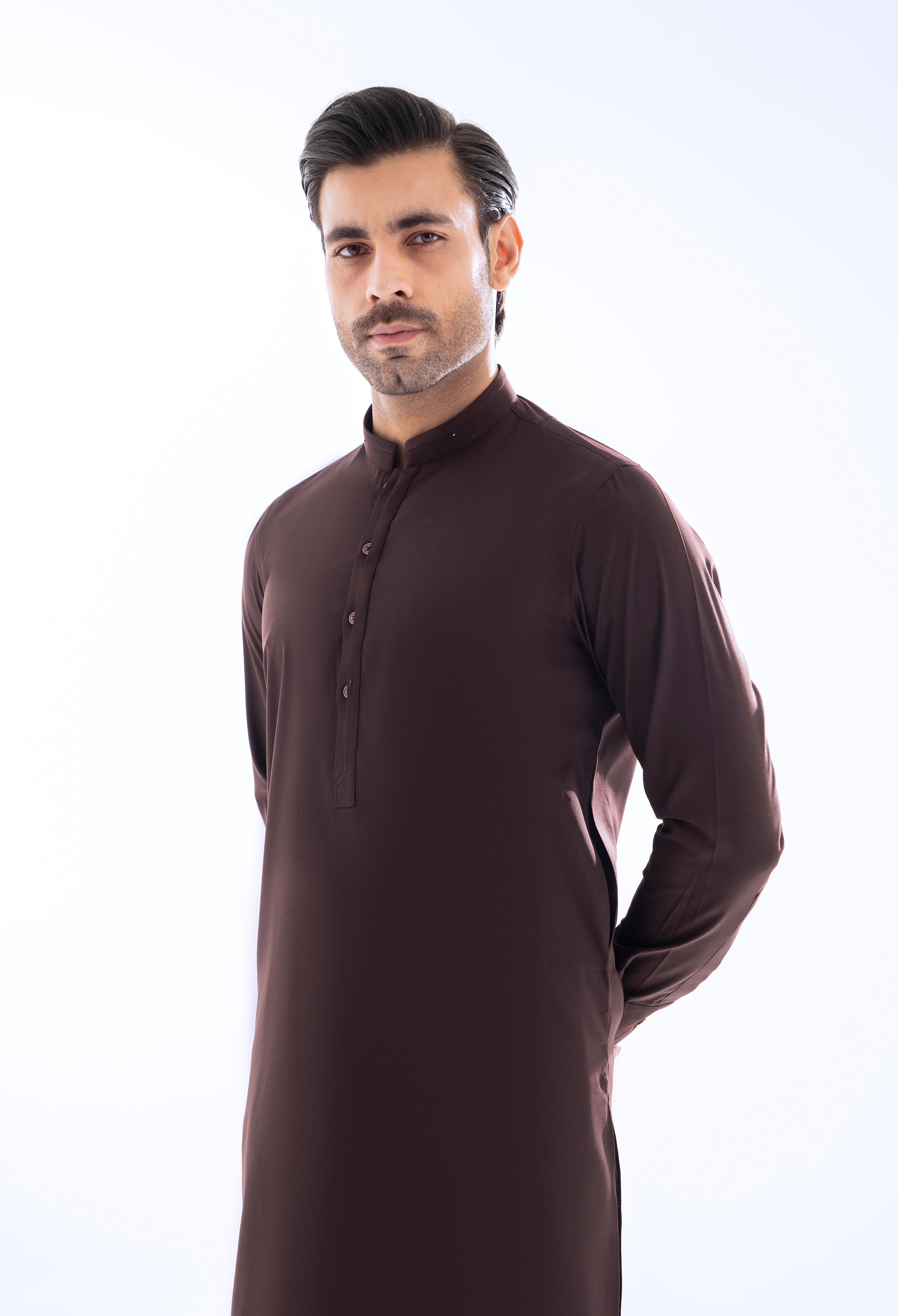 Deep Maroon Detailing Kurta Pajama