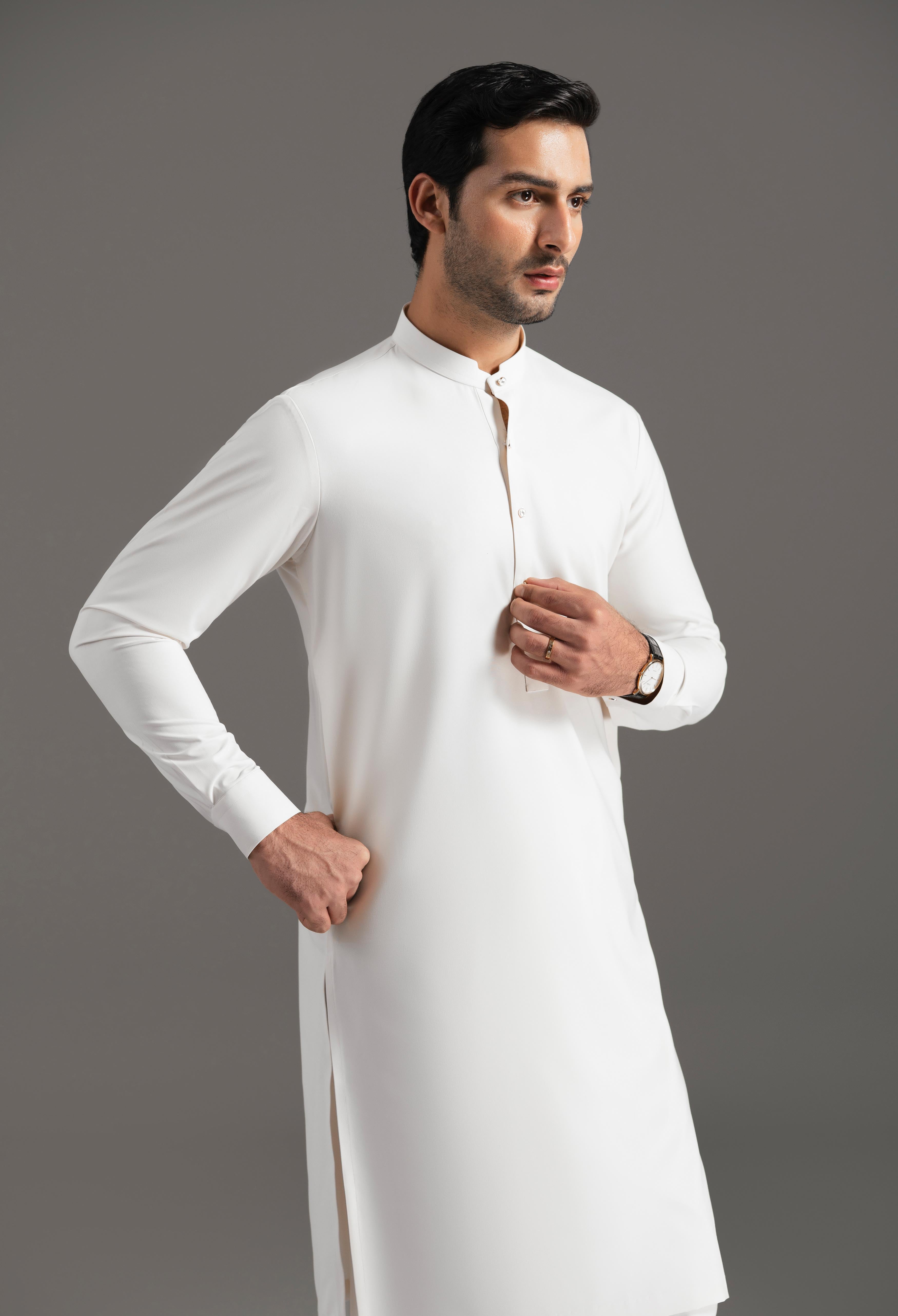 Butter Cream Blended Kameez Shalwar