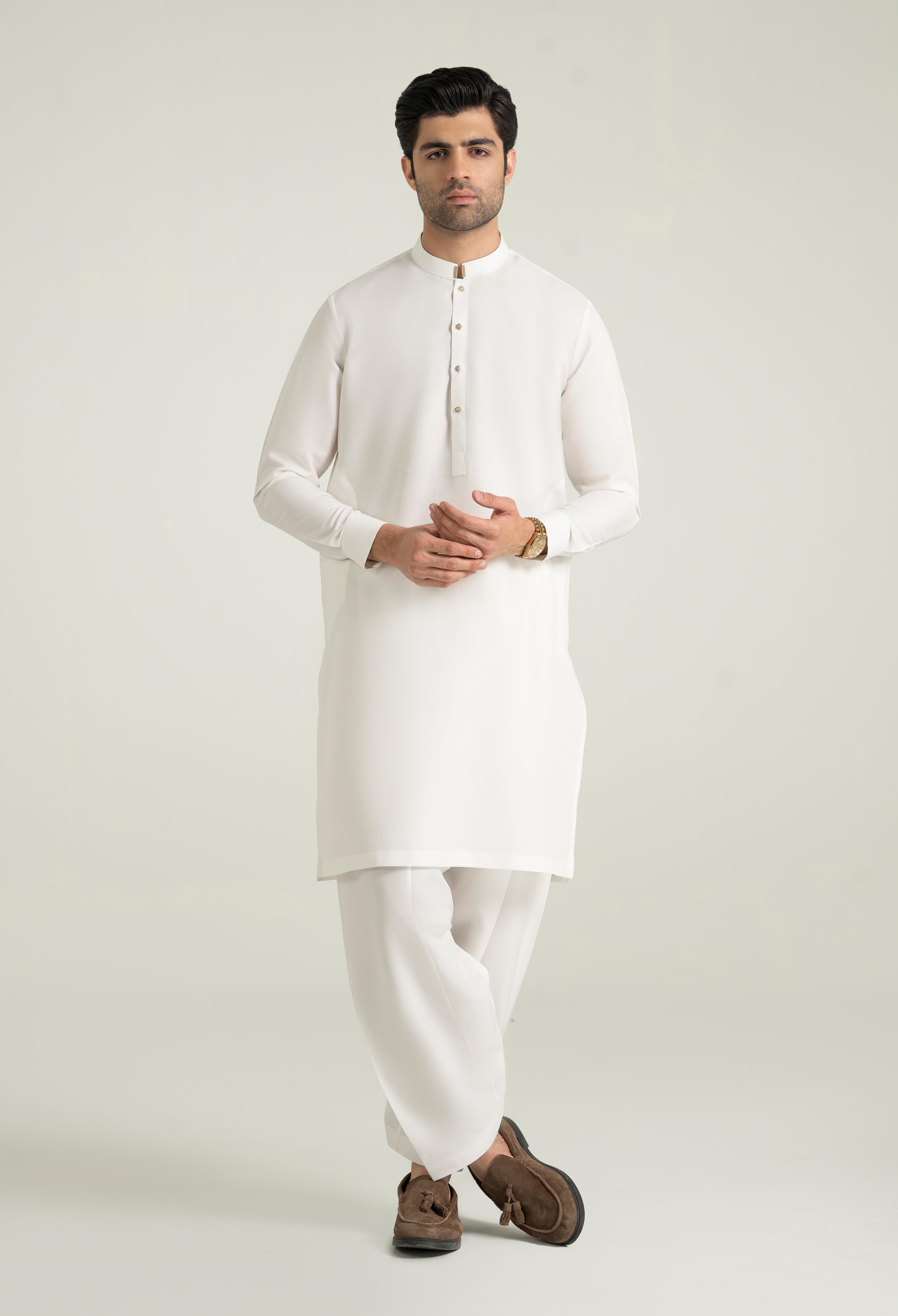 Off White Blended Kameez Shalwar