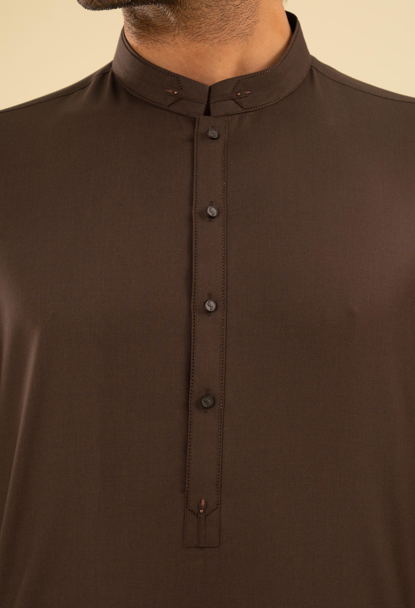 Dijon Brown Detailing Kameez Shalwar