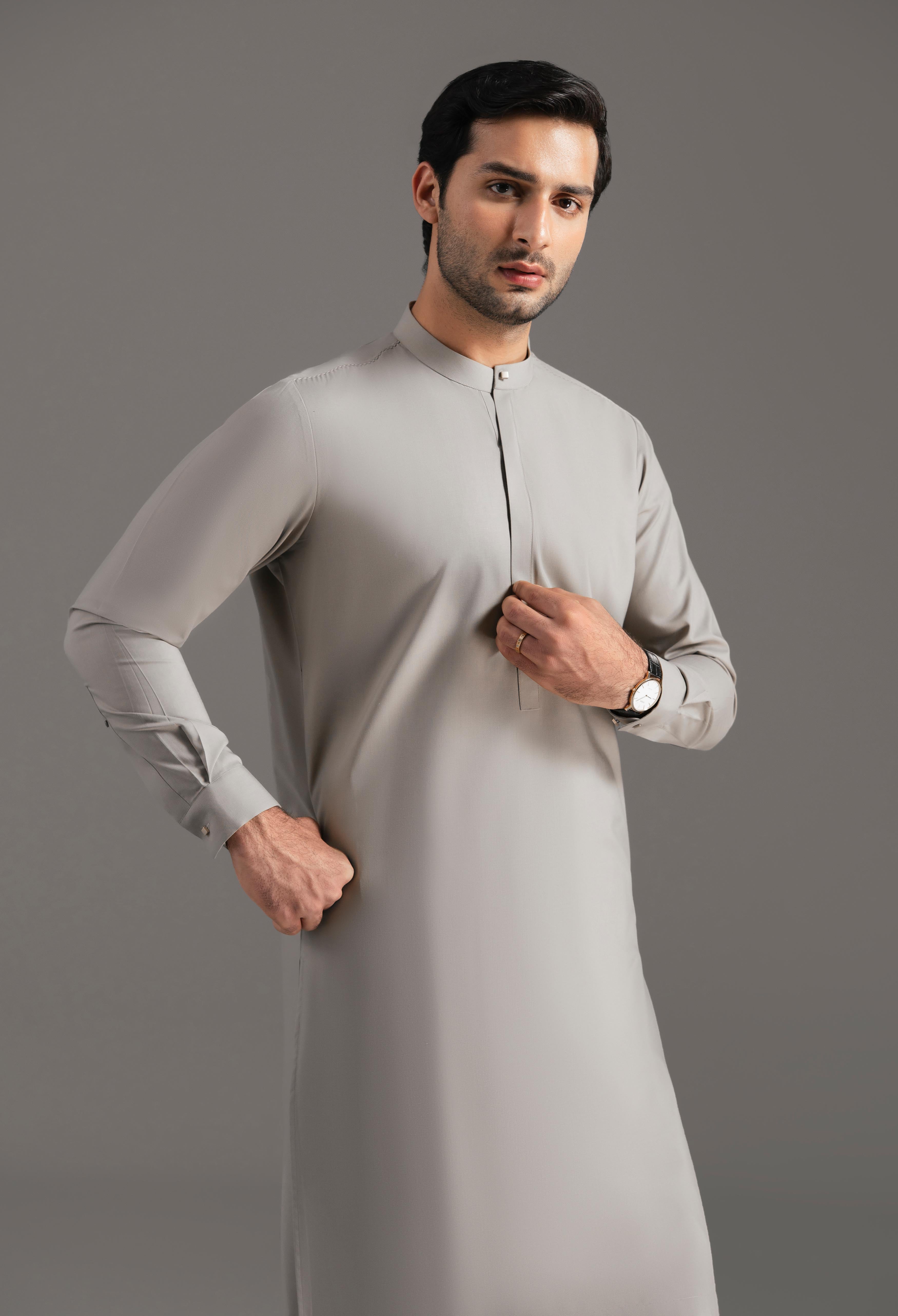 Light Beige Blended Kameez Shalwar