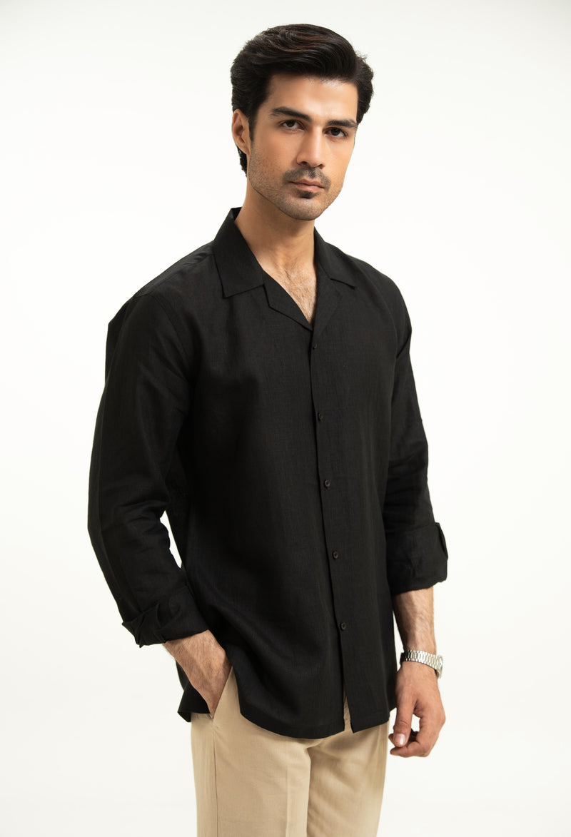 Jet black Linen Shirt