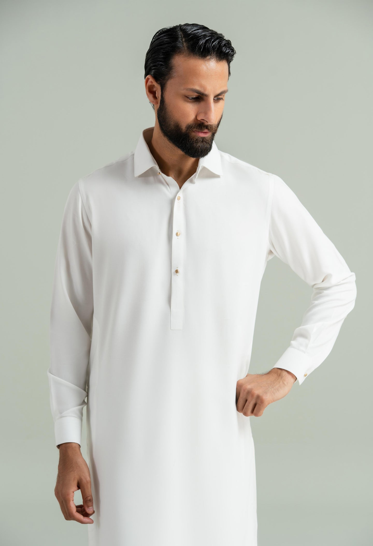 Off White Blended Kameez Shalwar