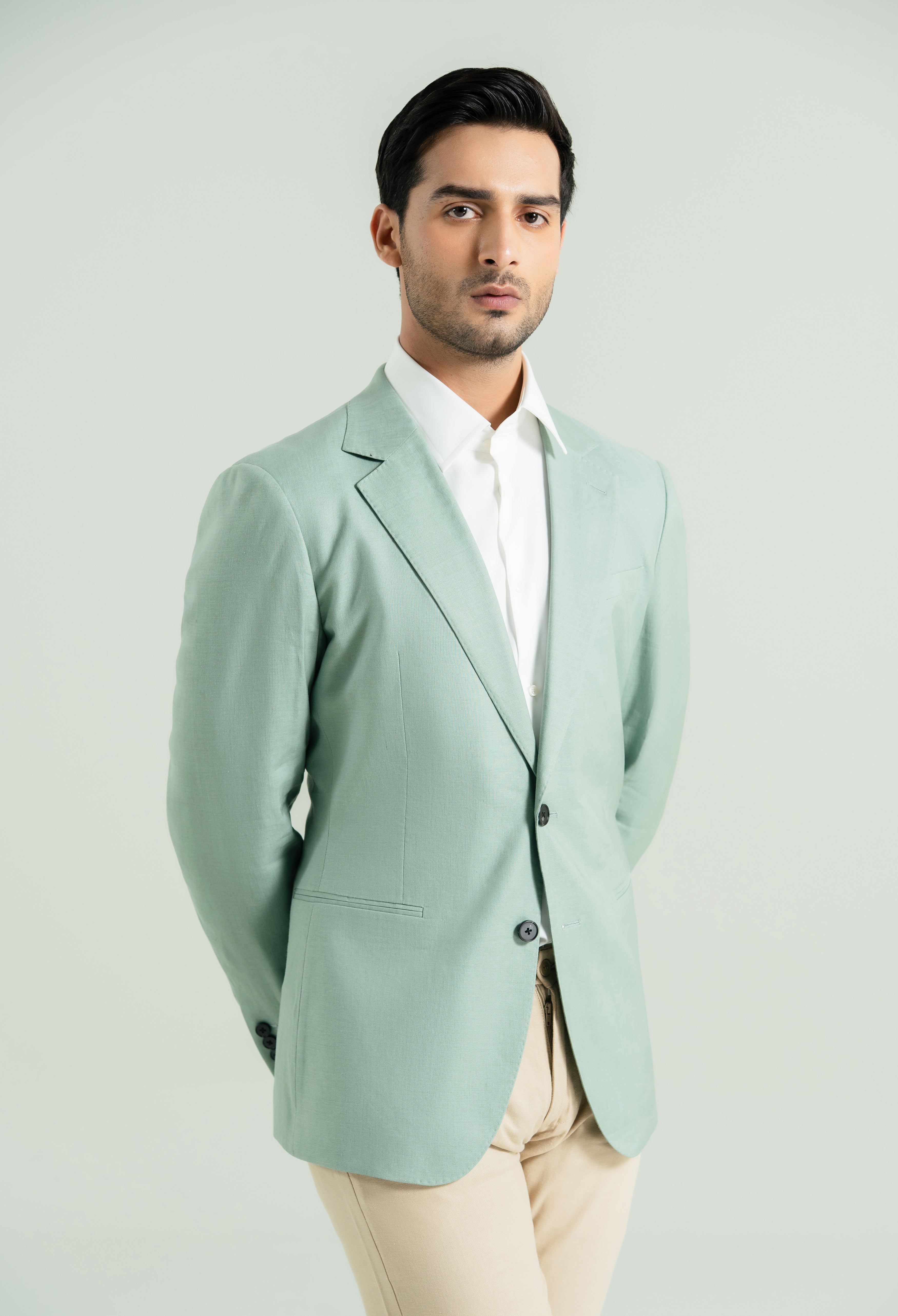 Sage Green Linen Twill Blazer