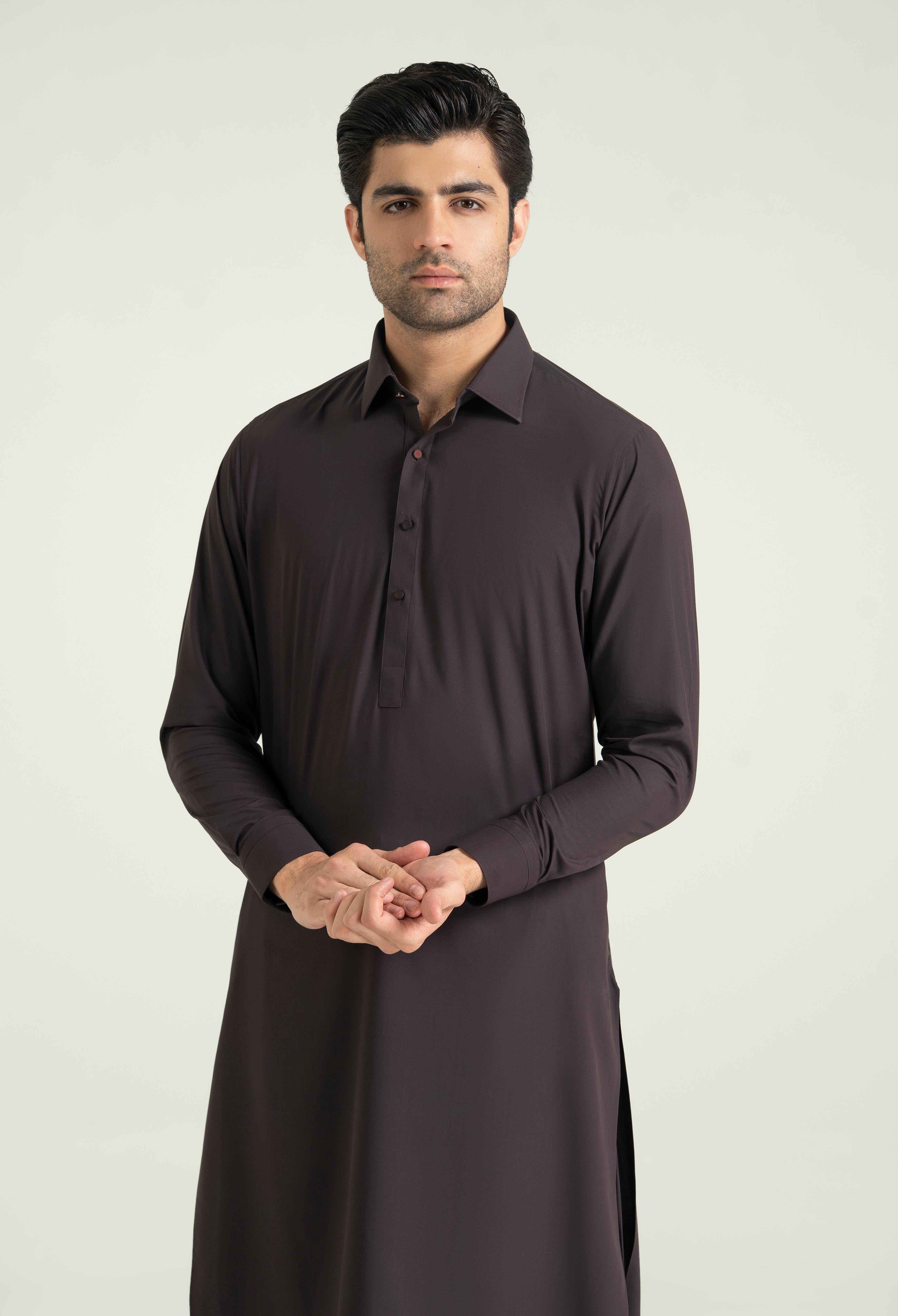 Dark Maroon Blended Kameez Shalwar