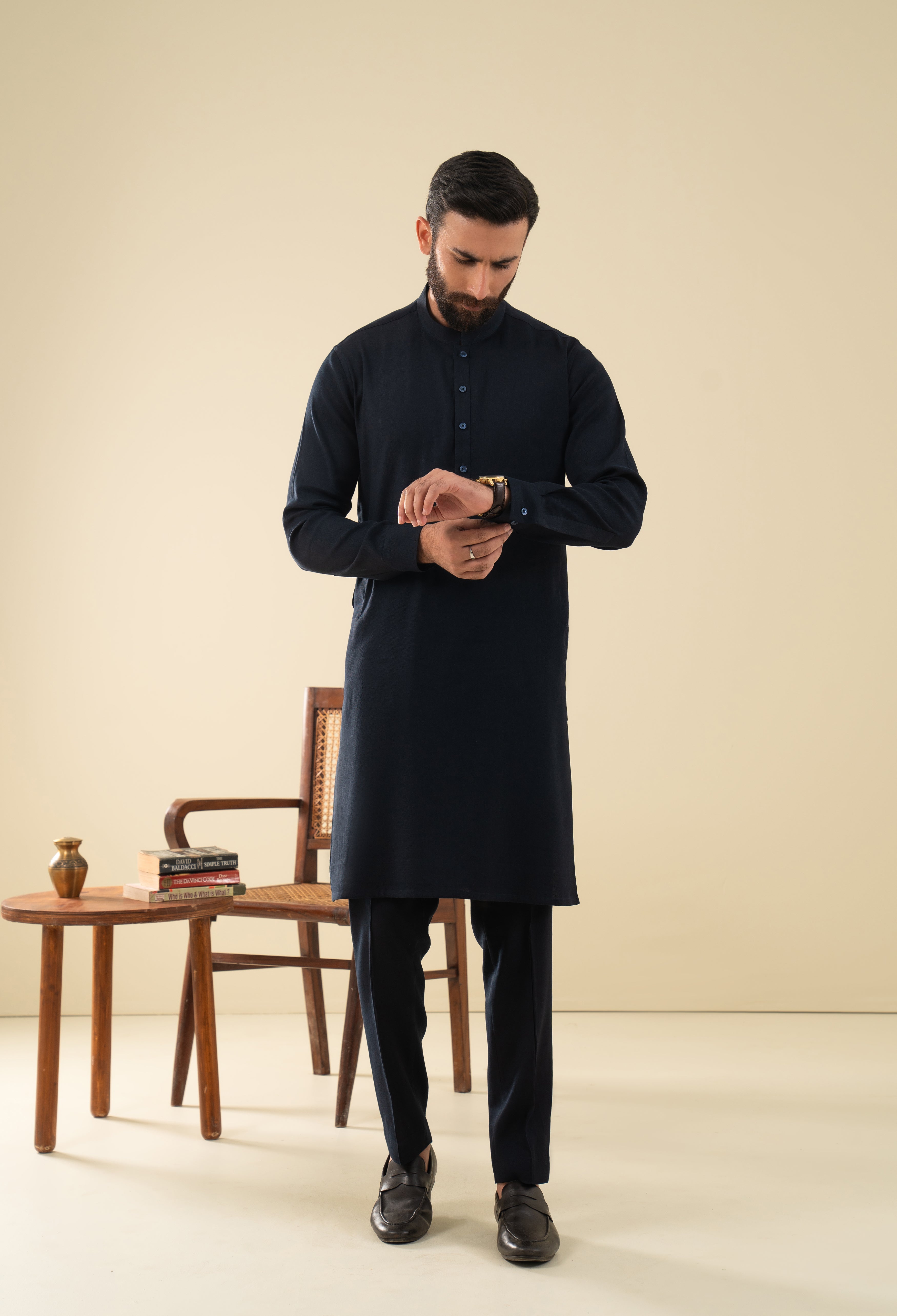 Deep Blue Plain Kurta Pajama