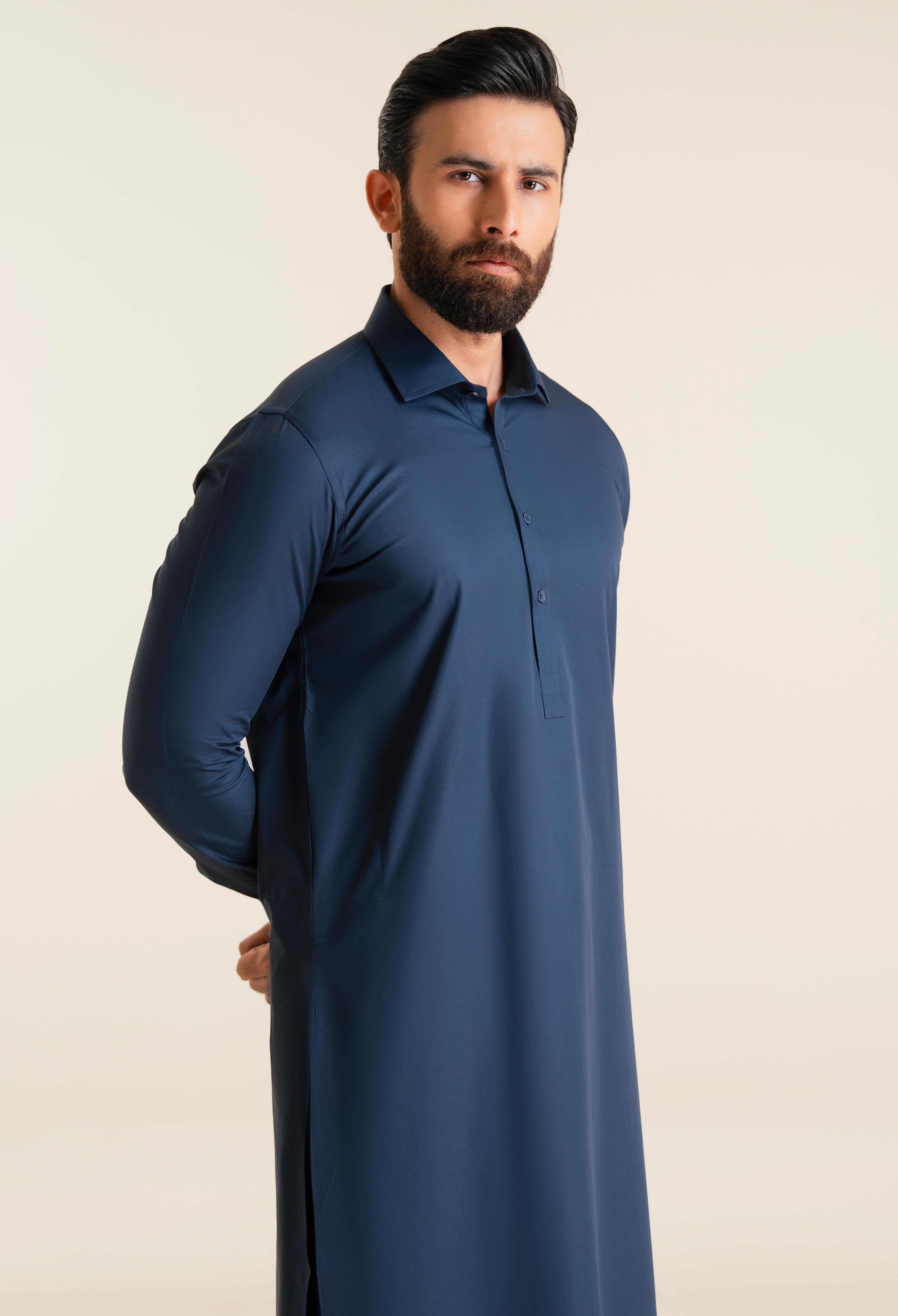 Navy Met Blue Cotton Kameez Shalwar