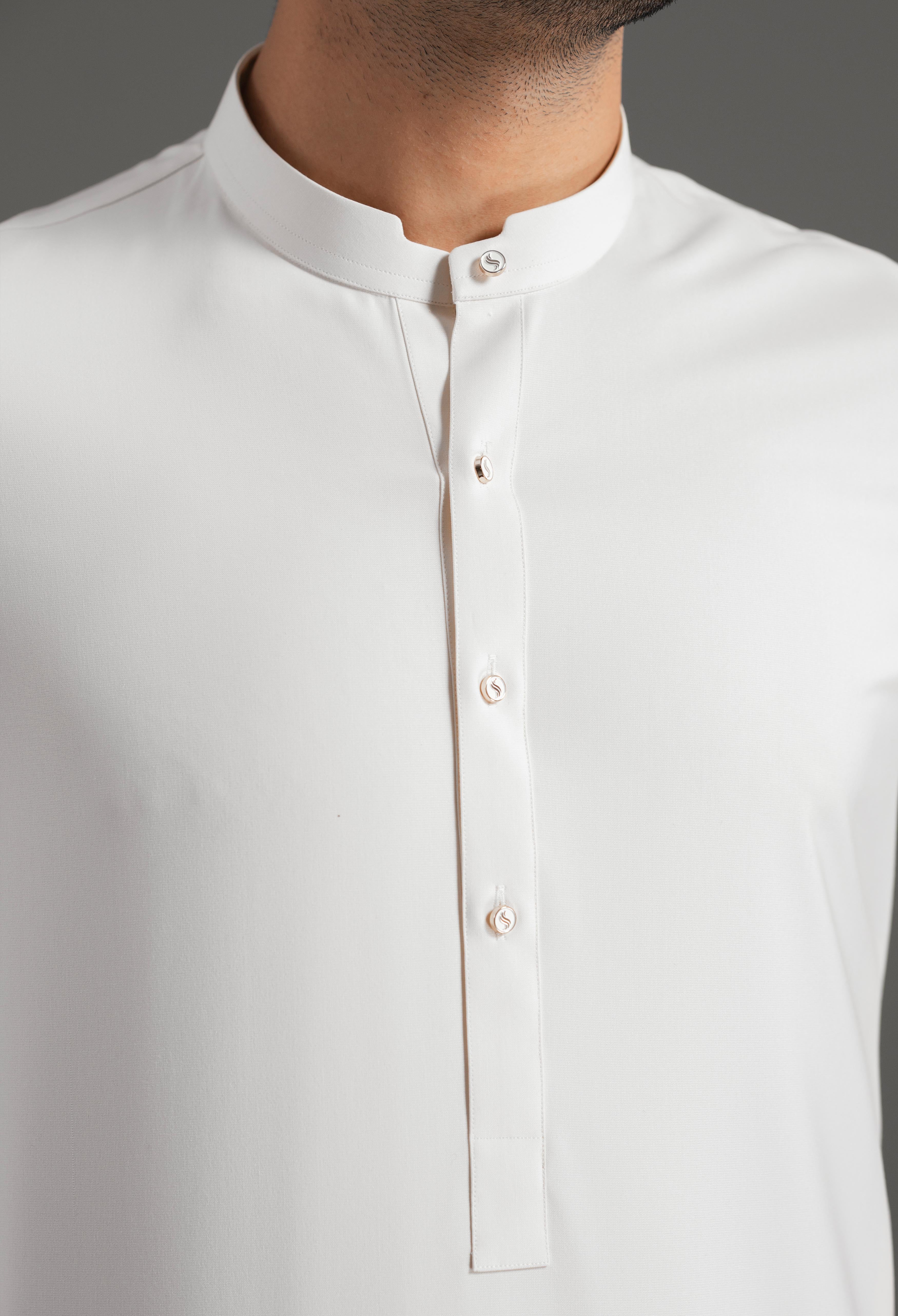 Butter Cream Blended Kameez Shalwar