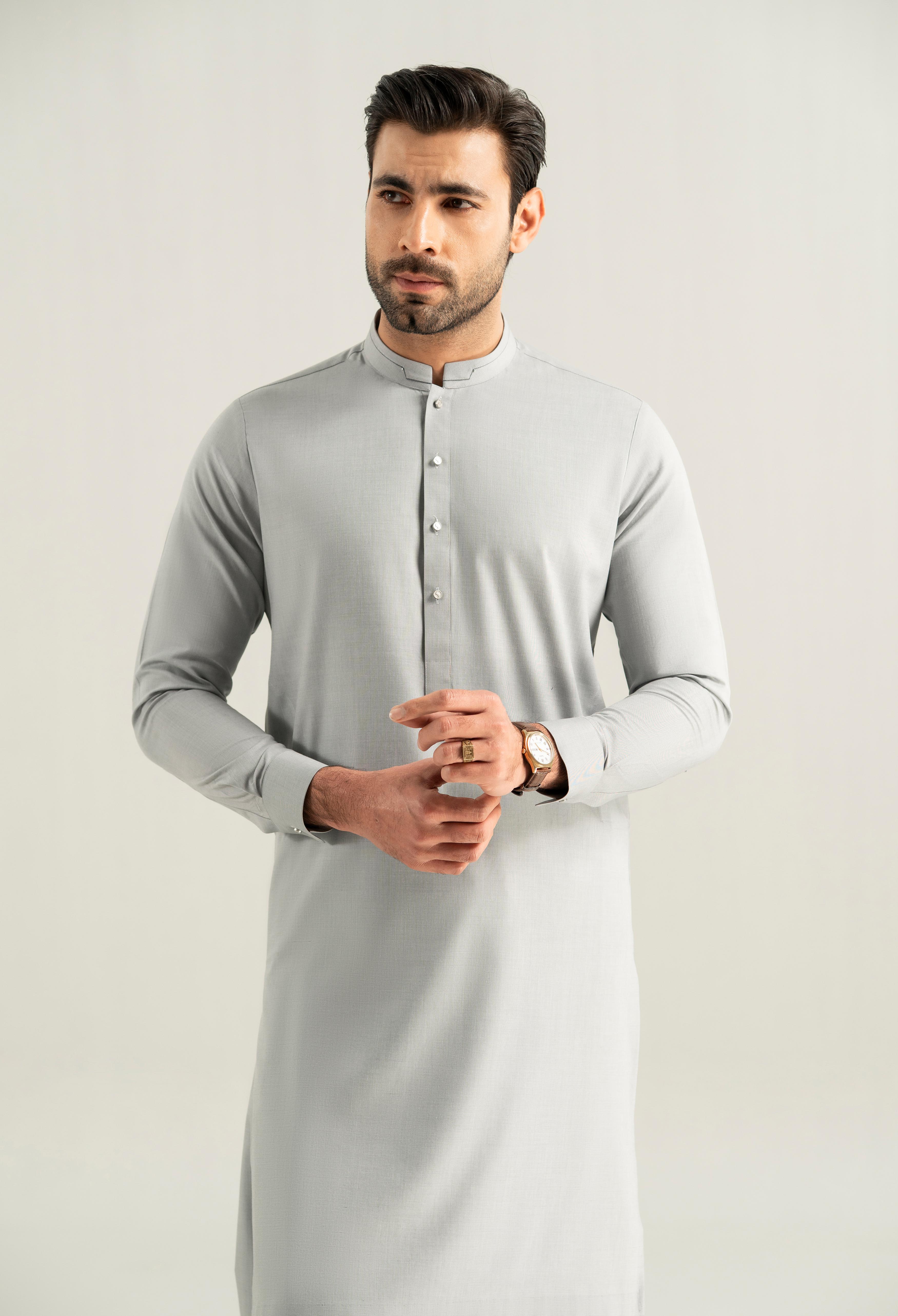 Light Grey Cotton Kameez Shalwar