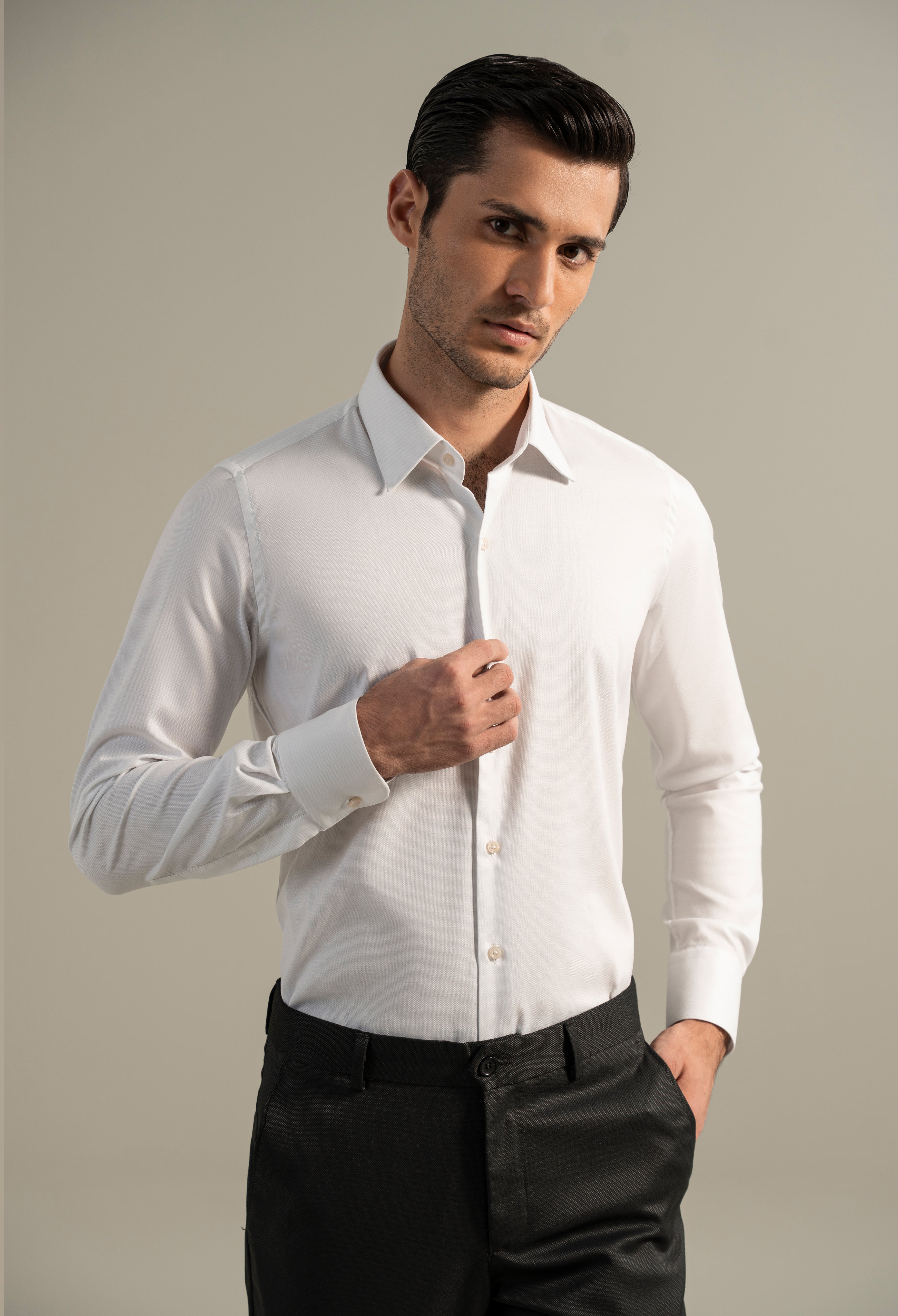 Chalk White Dobby Formal Shirt