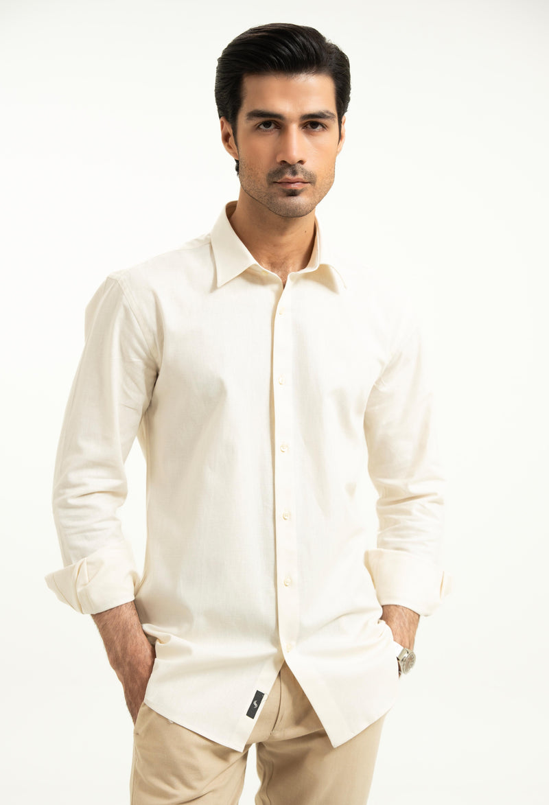 Creamy White Linen Shirt