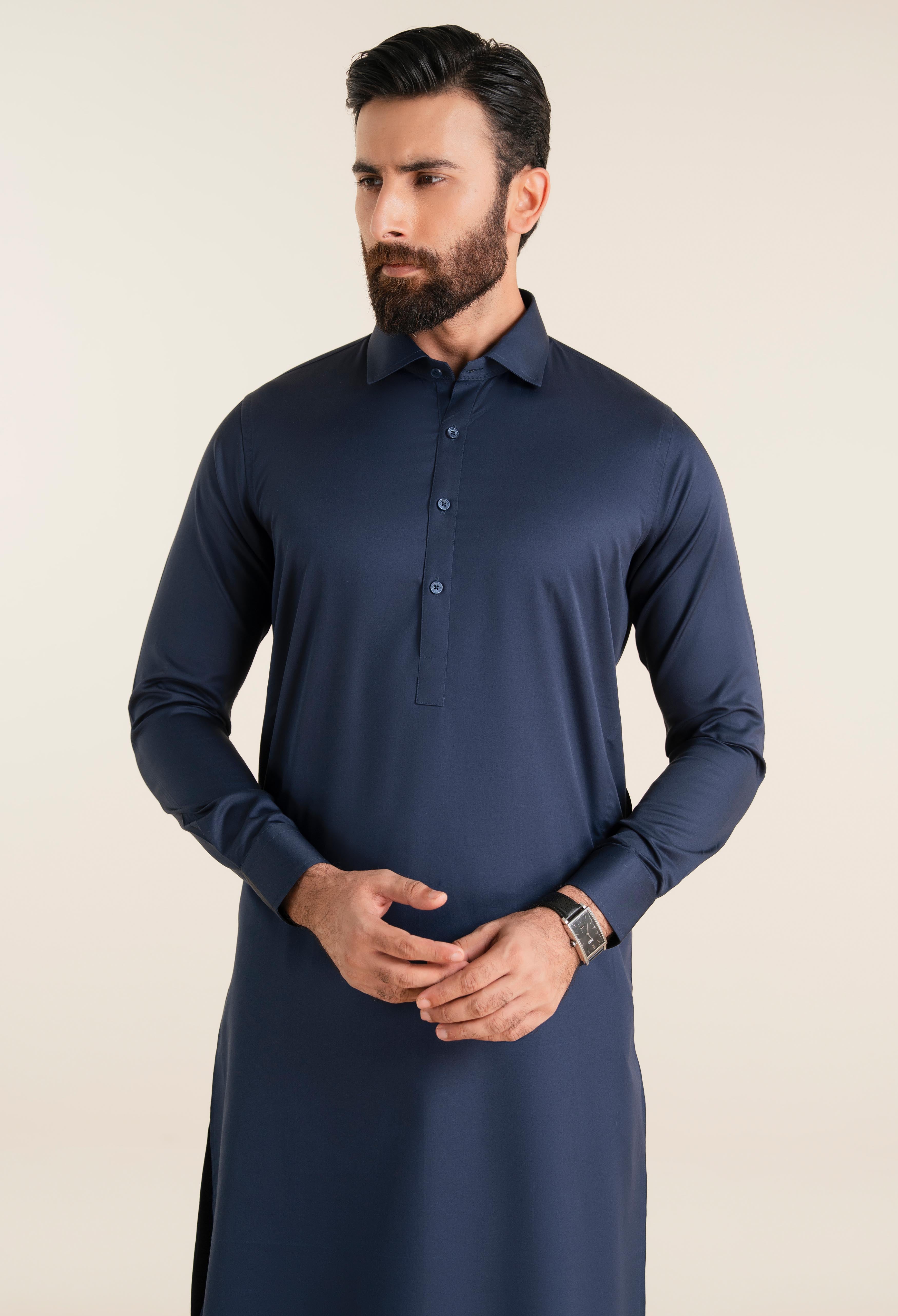 Navy Blue Cotton kameez Shalwar