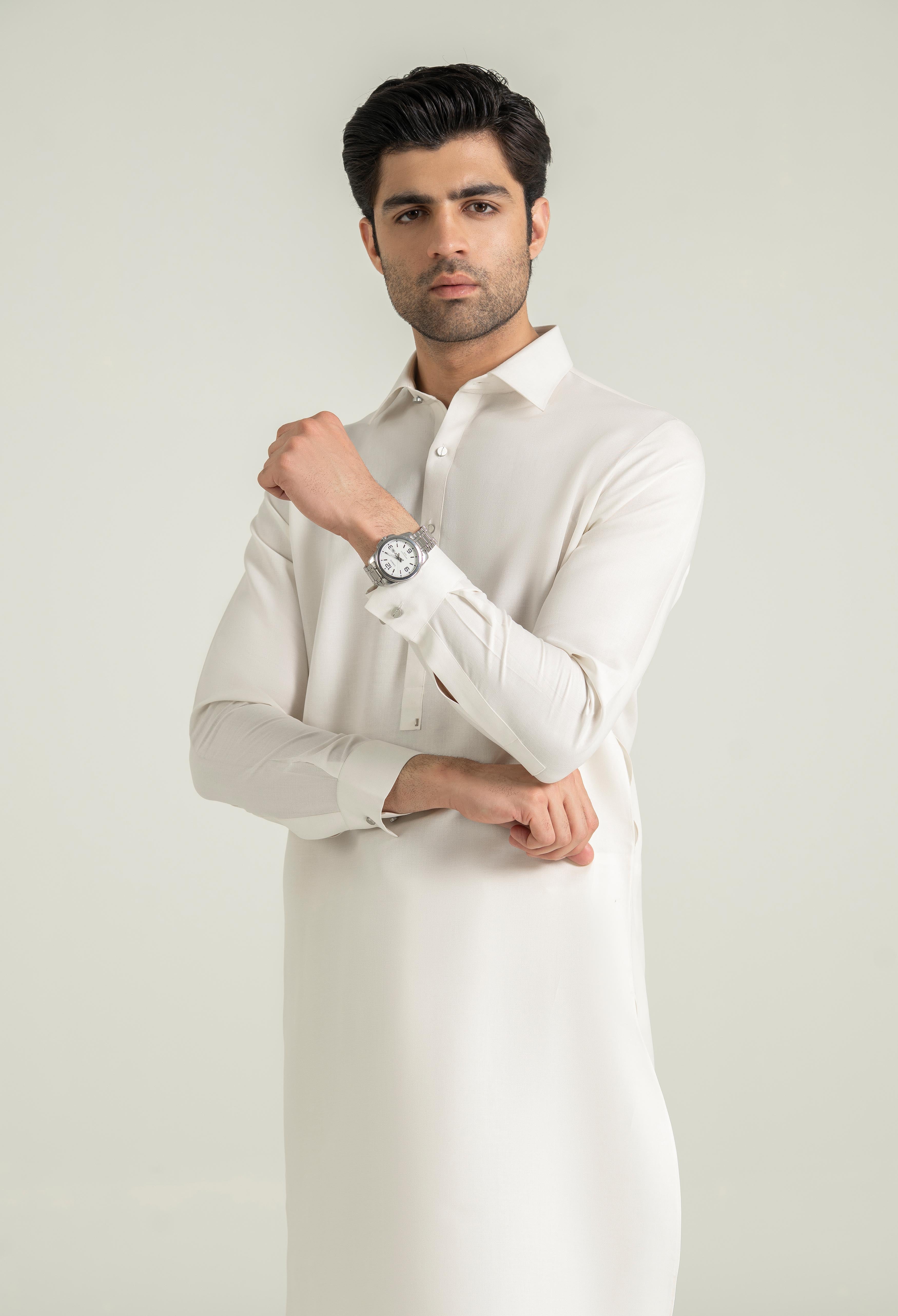 Butter Cream Blended Kameez Shalwar