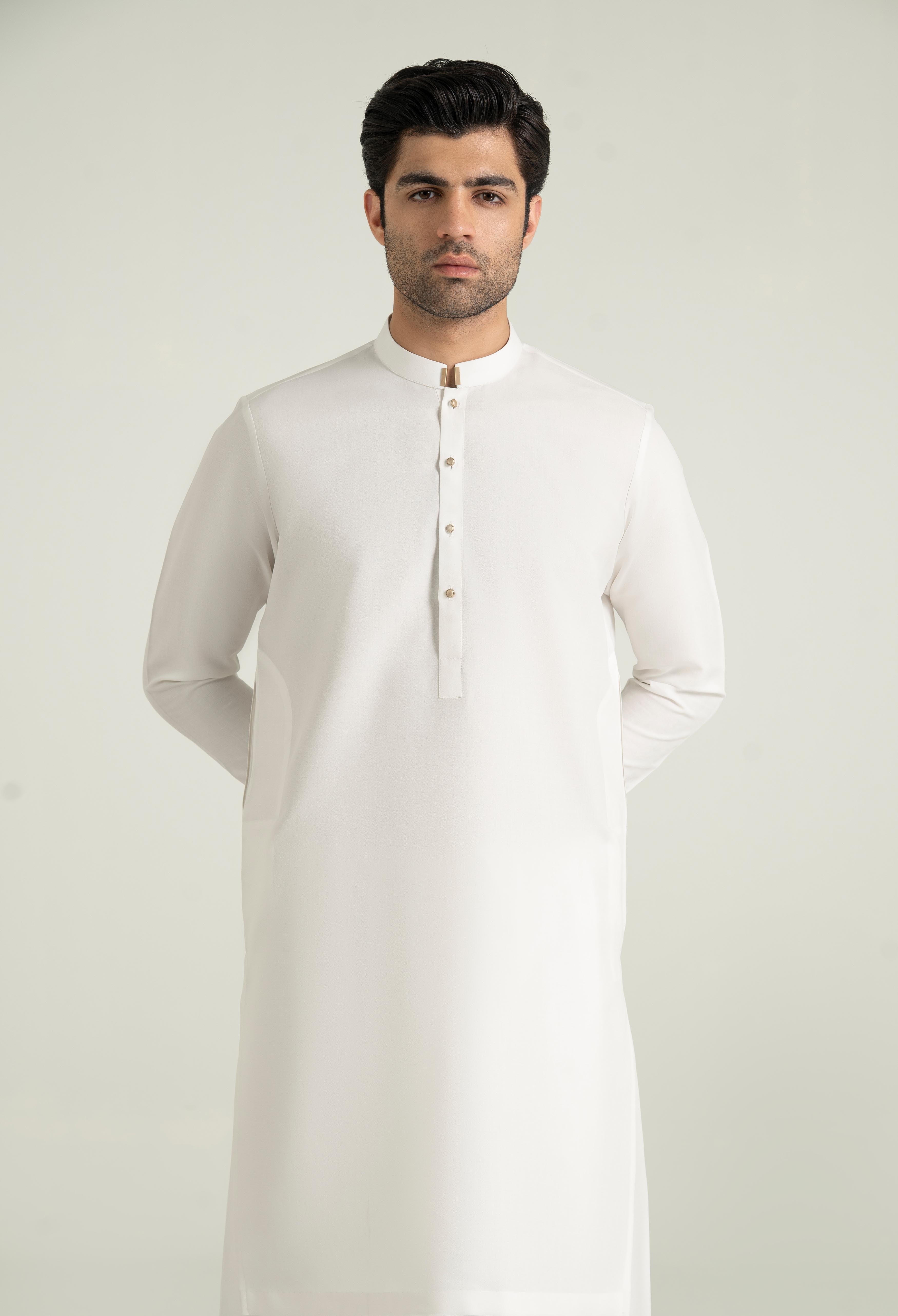 Off White Blended Kameez Shalwar