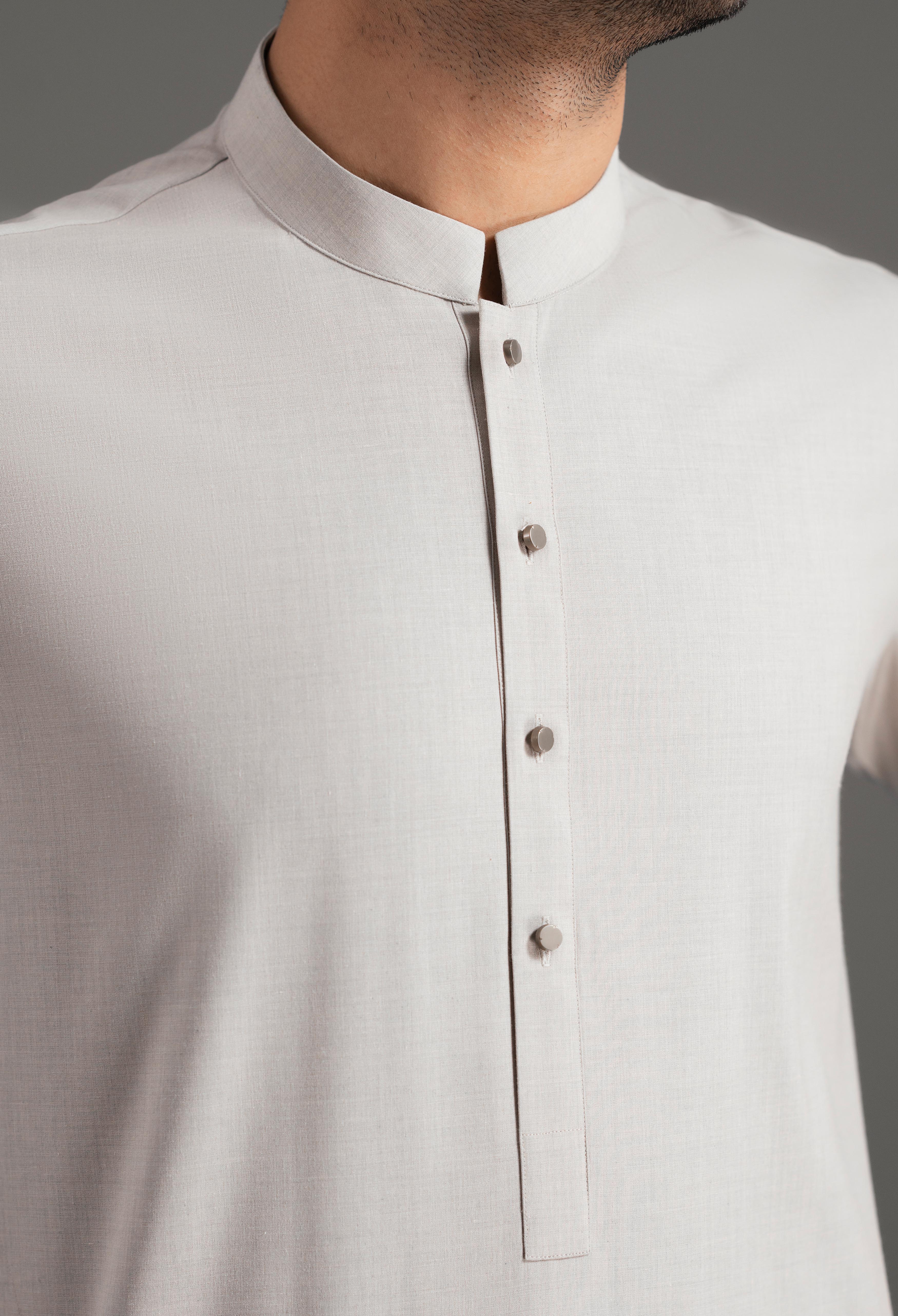 Dusty Beige Blended Kurta Pajama