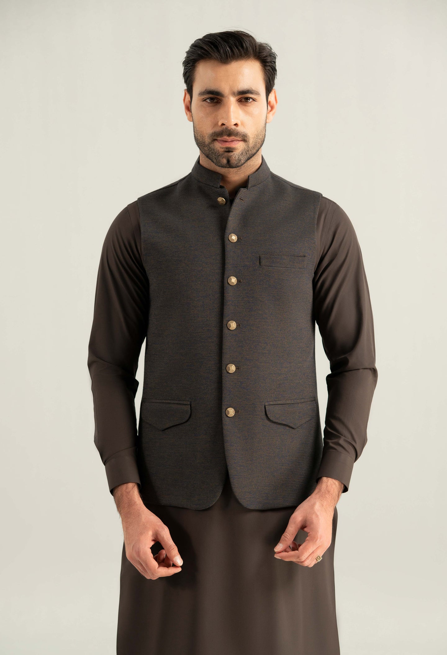 Chameleon Blue Waffle Knit Waistcoat