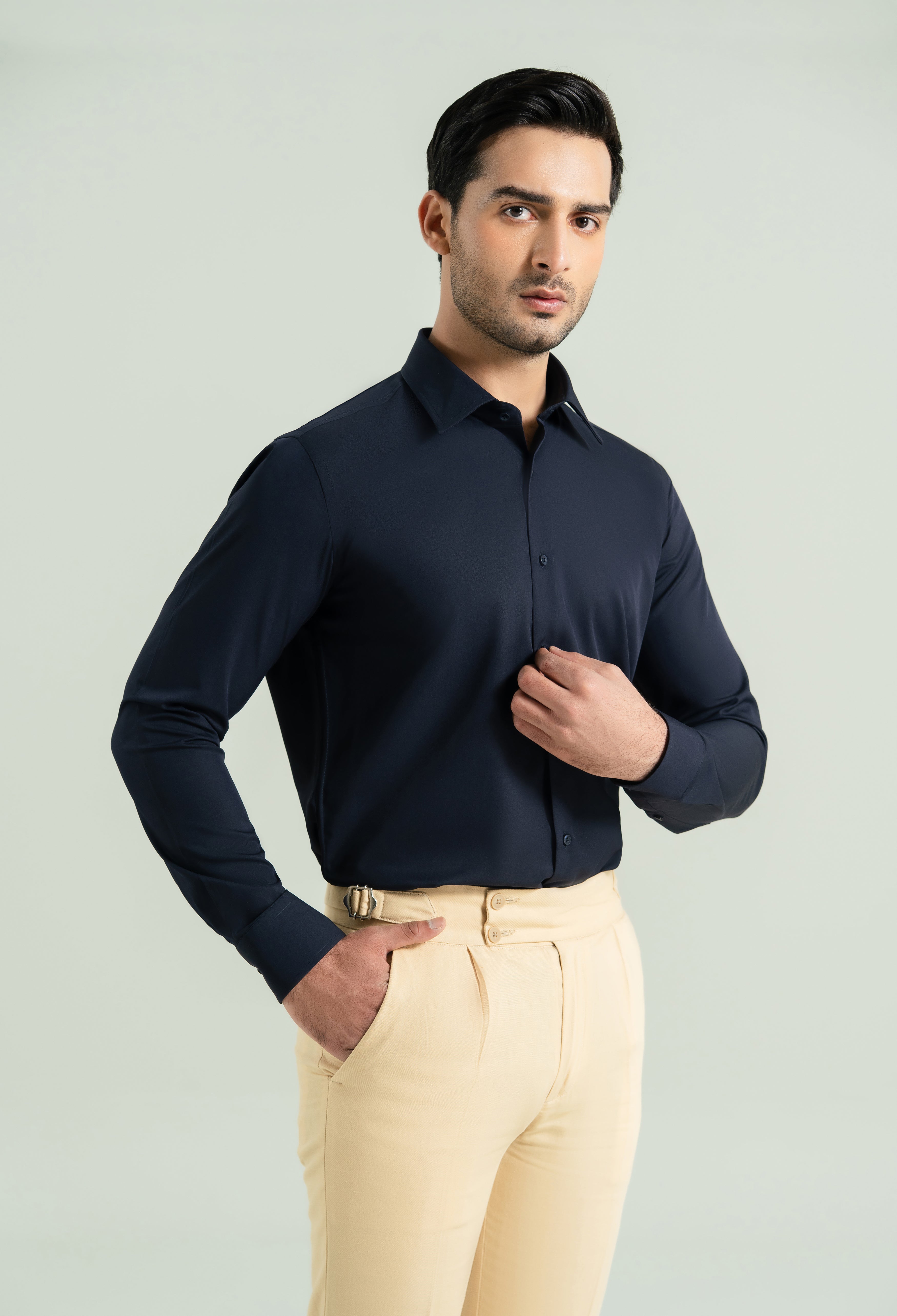 Navy Blue Semi Formal Shirt