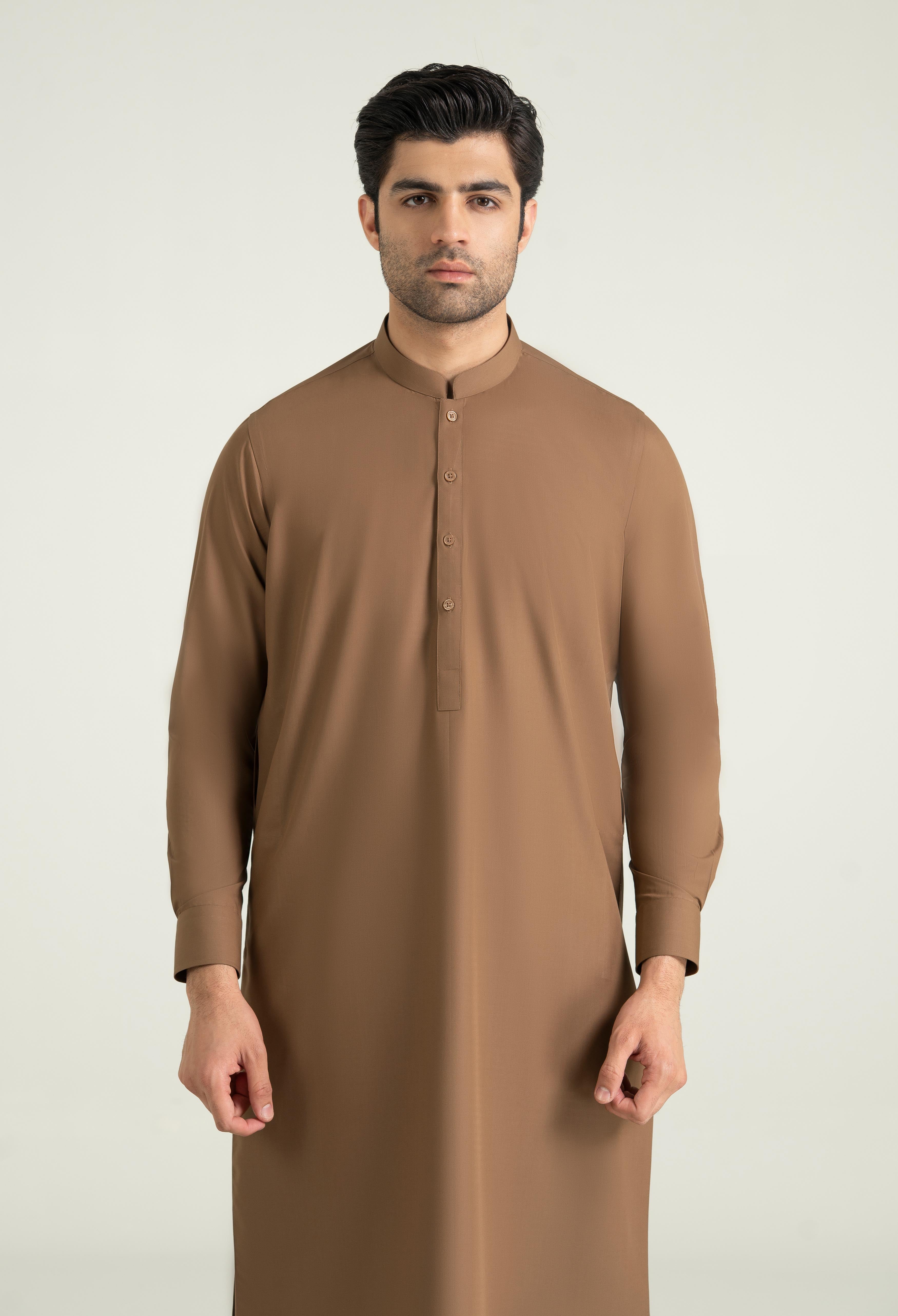 Camel Brown Blended Kameez Shalwar