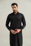 Jet Black Cotton Kameez Shalwar
