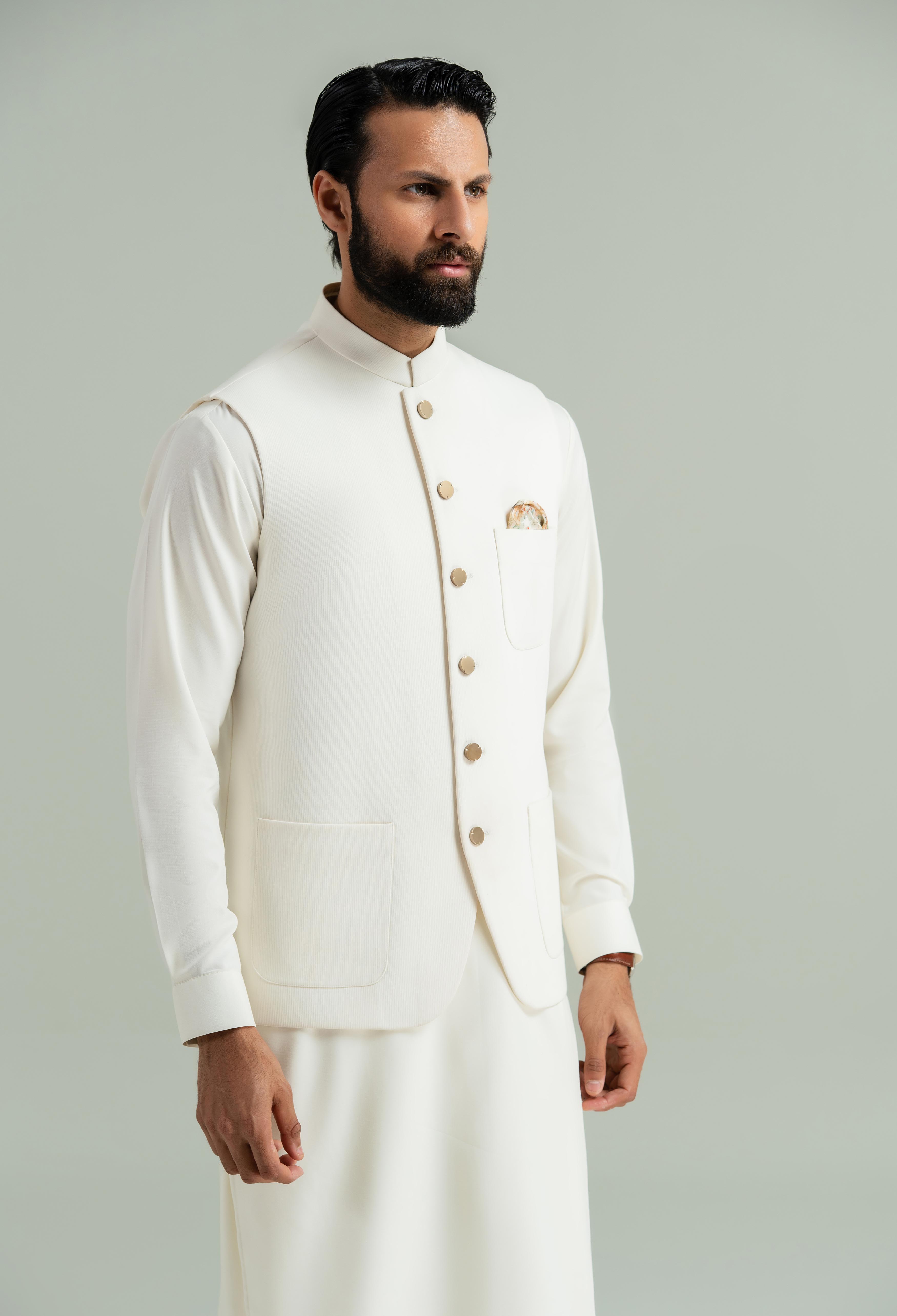 Off White Corduroy Waistcoat