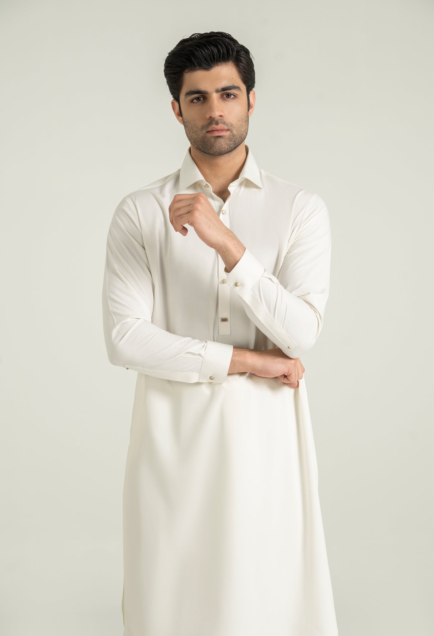 Creamy White Blended Kameez Shalwar