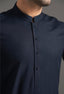 Navy Blue Blended Kurta Pajama