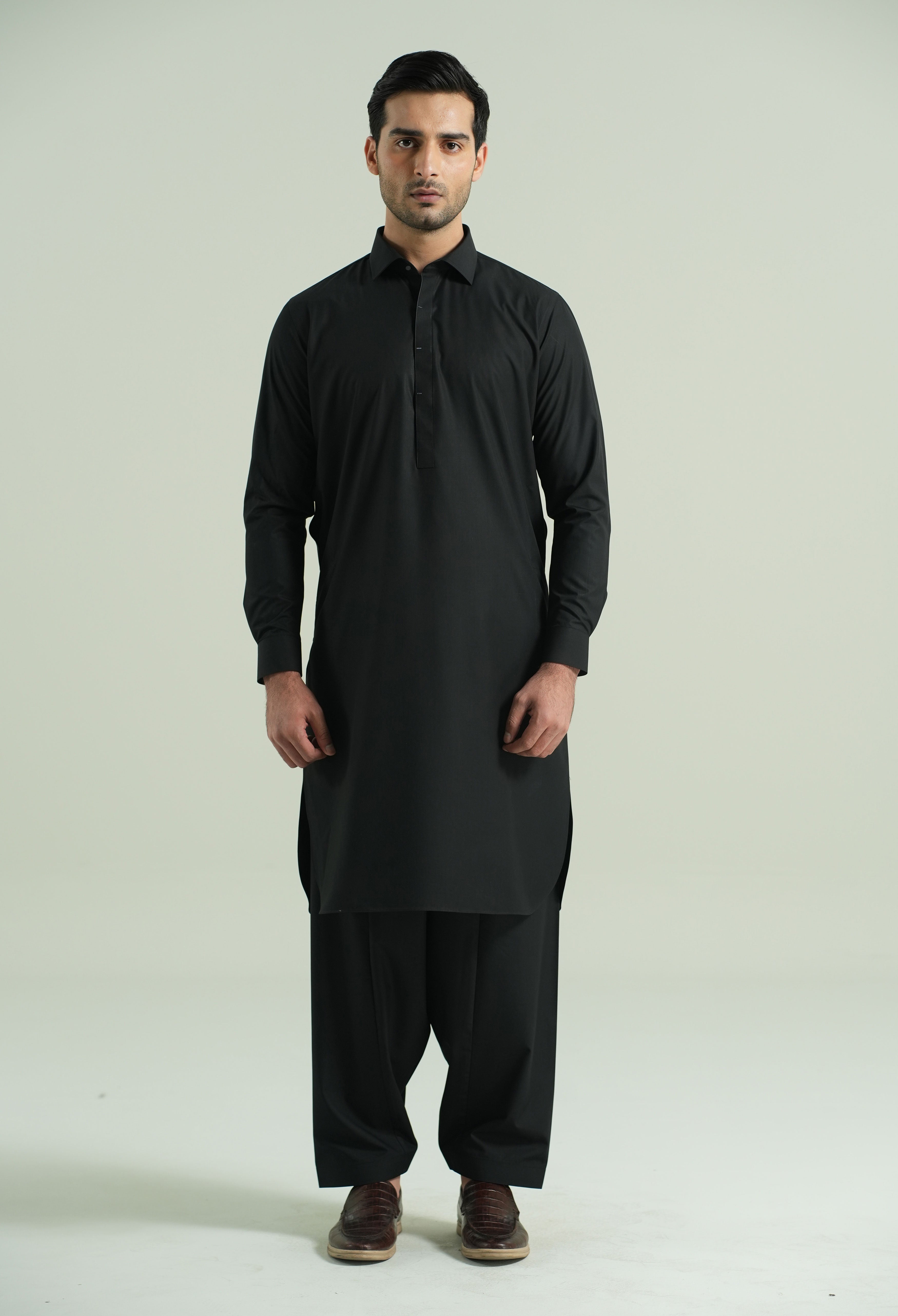 Jet Black Detailing Kameez Shalwar