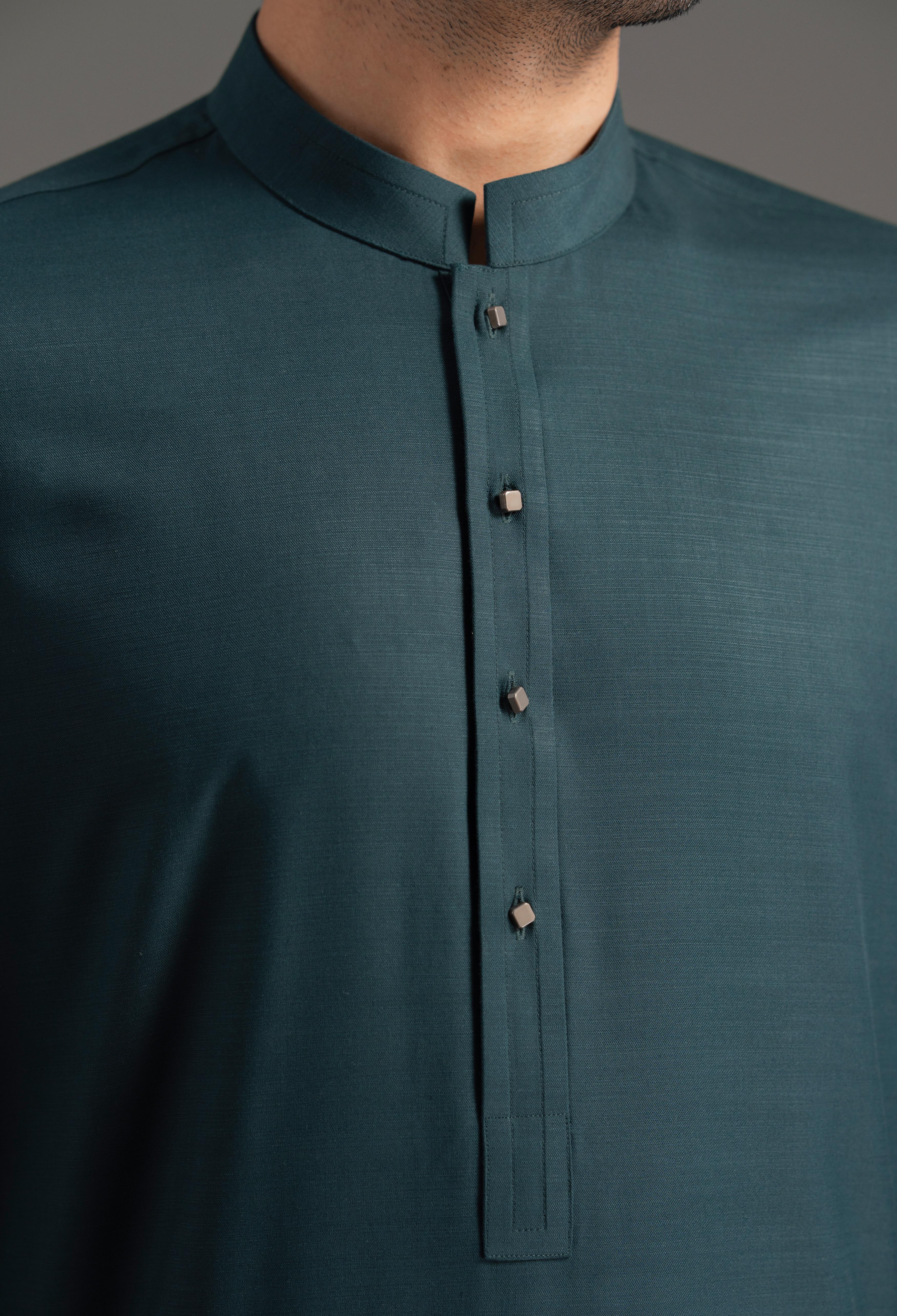 Teal Green Blended Kurta Pajama