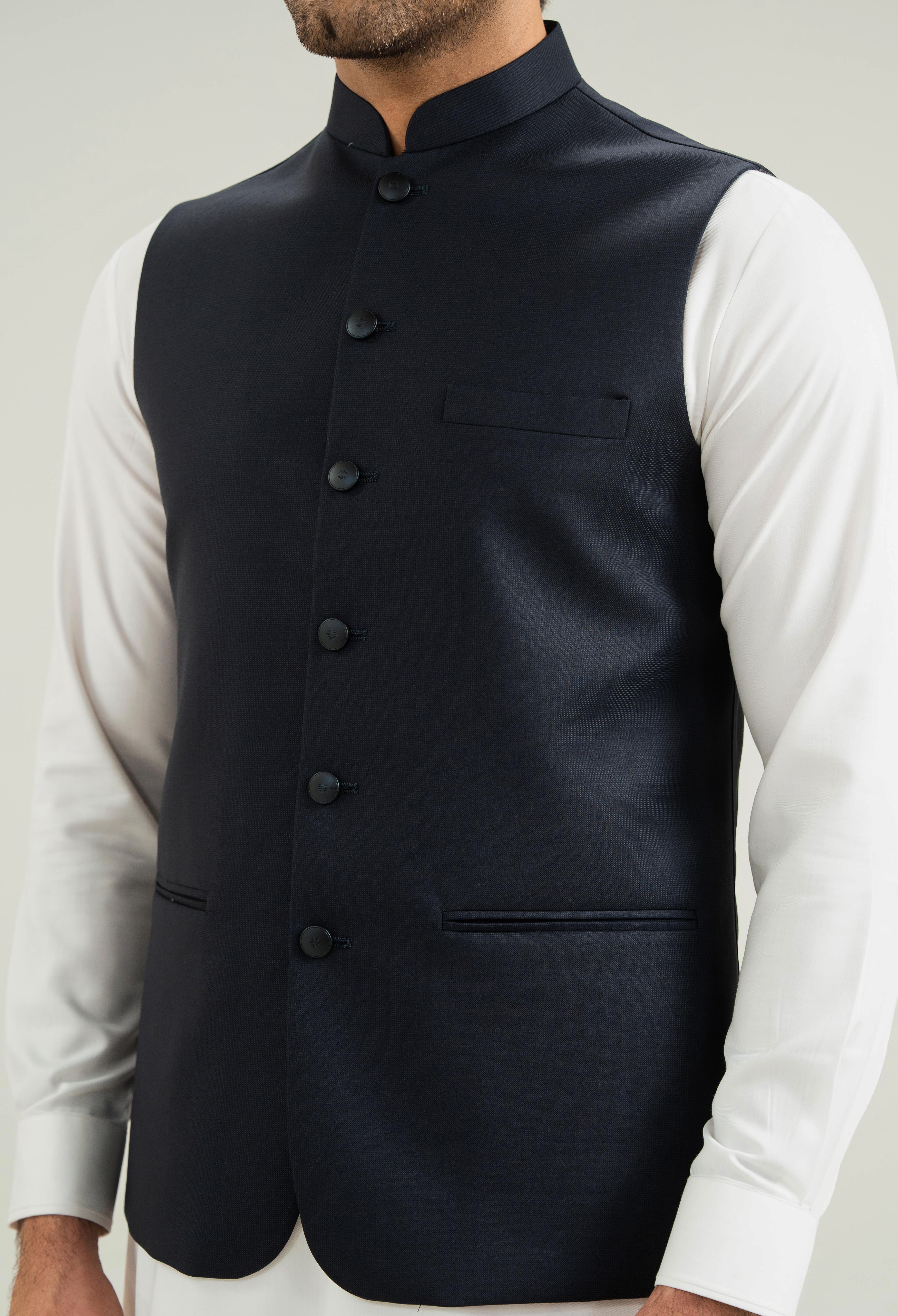 Porcelain Blue Wool Silk Waaistcoat