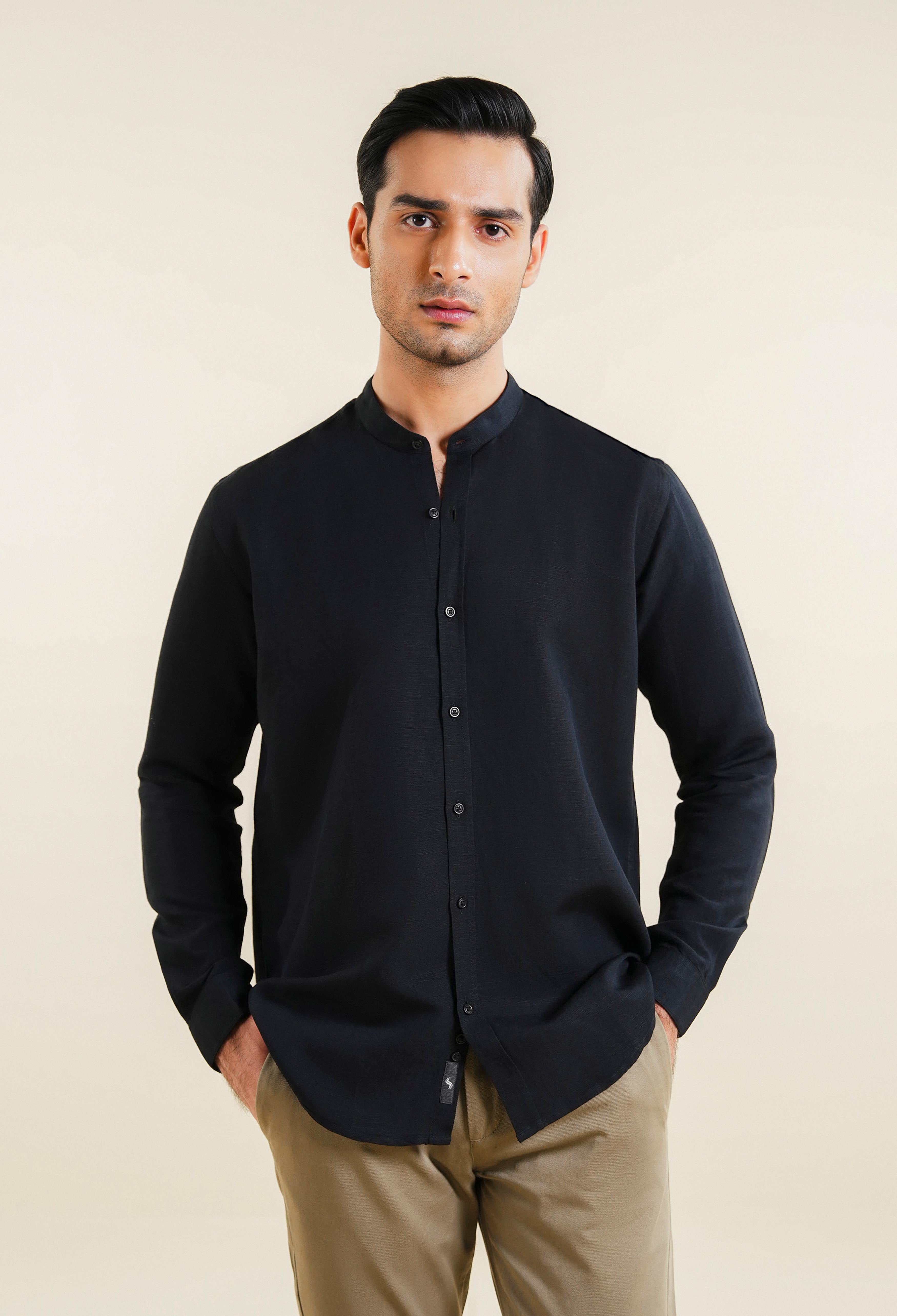 Jet Black Linen Shirt