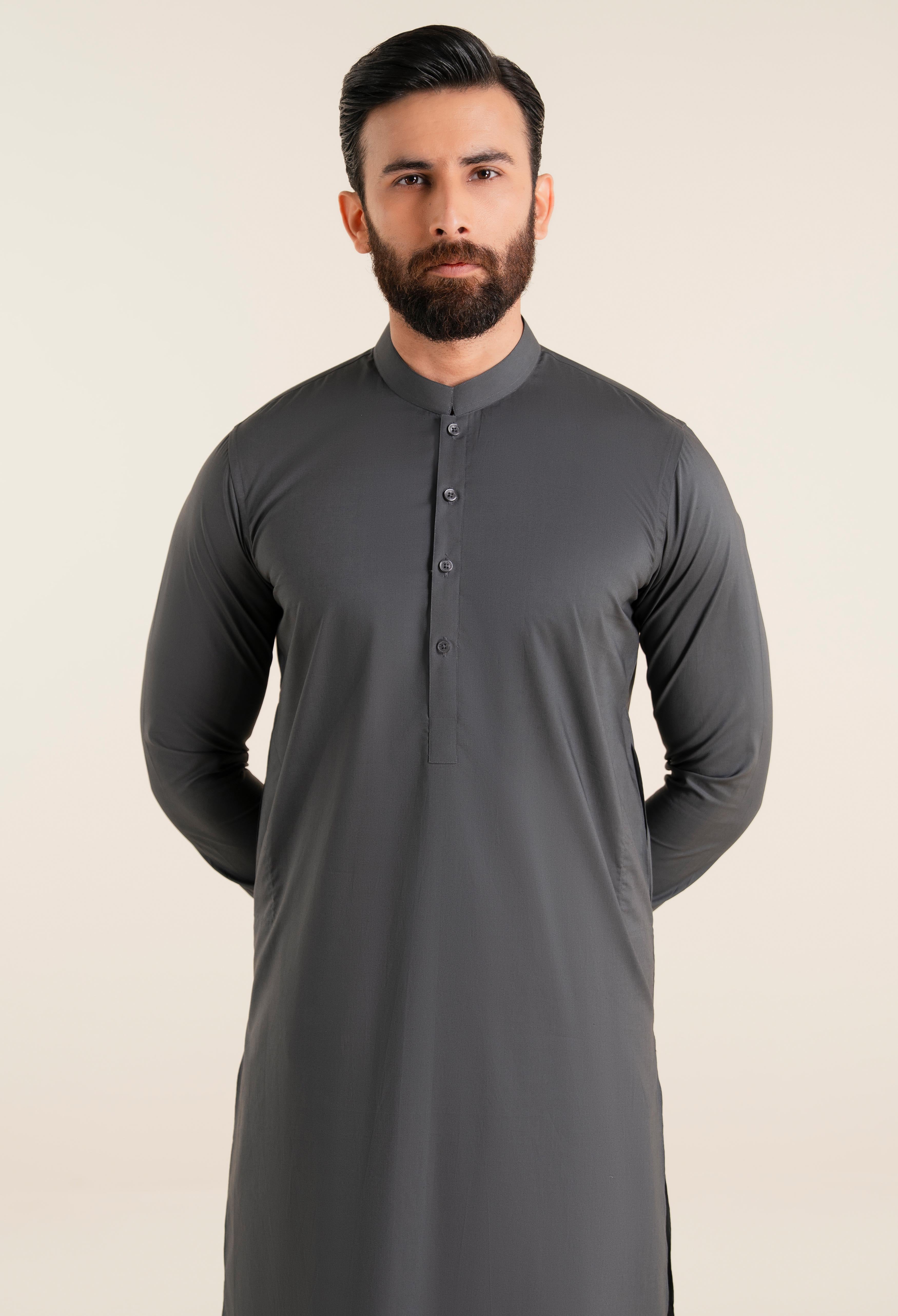 Lead Grey Cotton kameez Shalwar