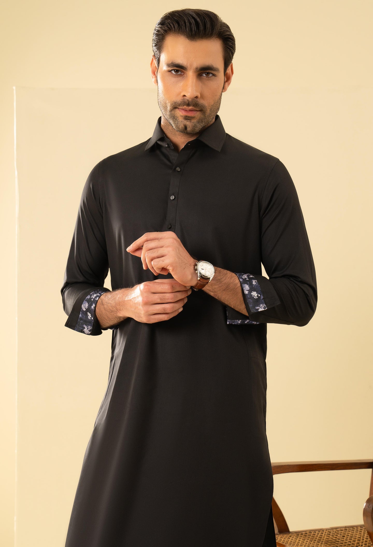 Bat Black Detailing Kameez Shalwar