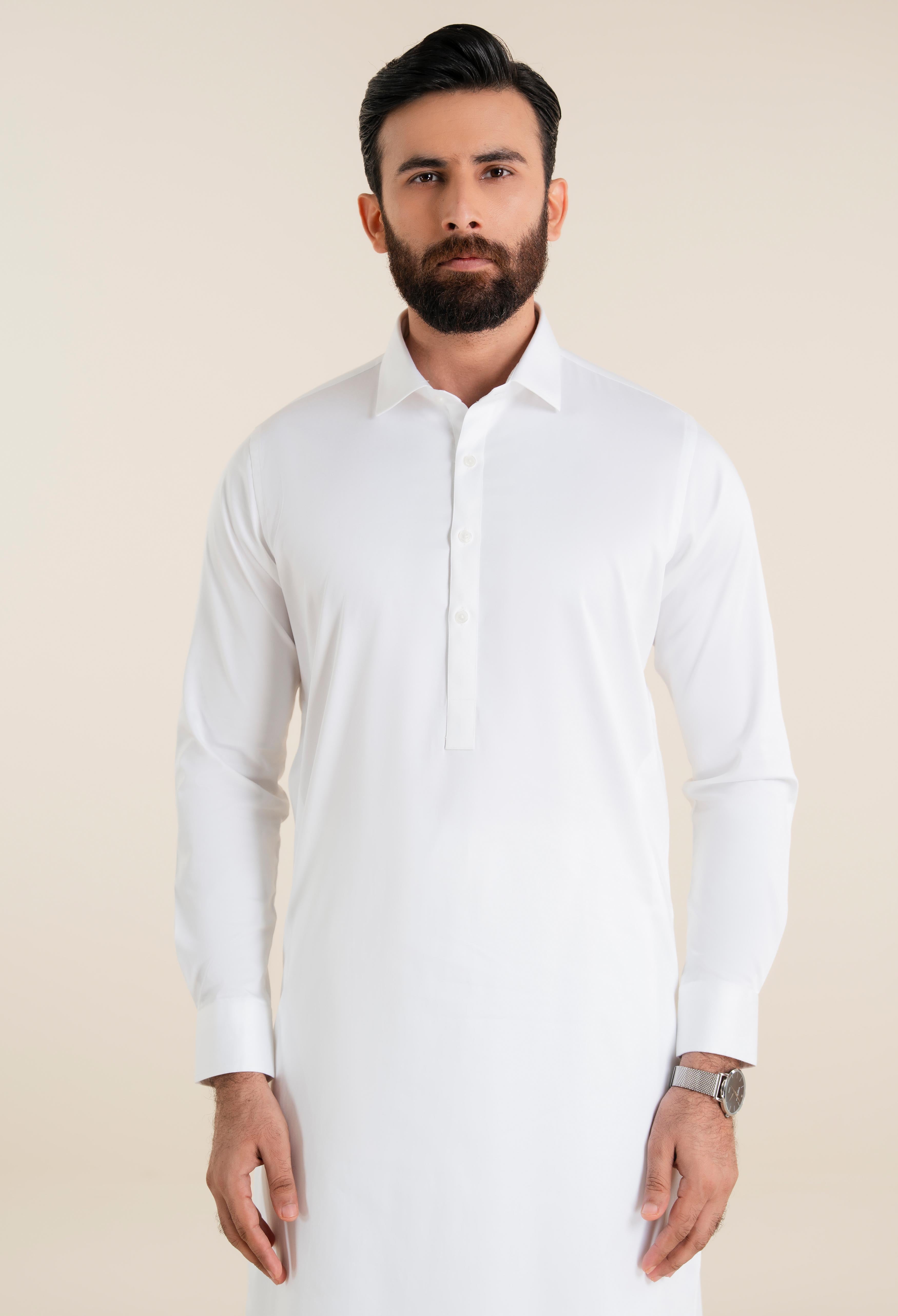 Daisy White Cotton Kameez Shalwar