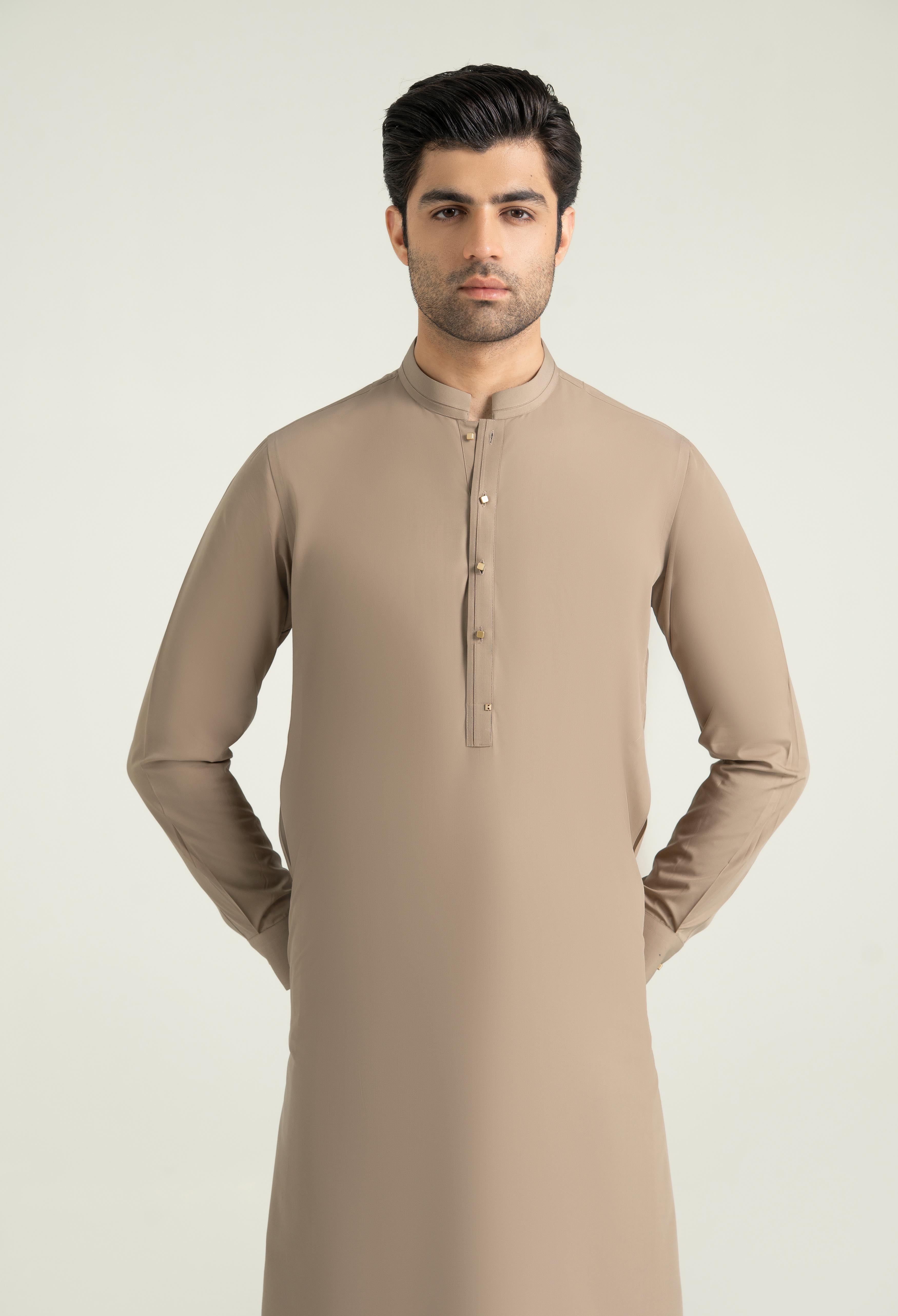 Parmesan Beige Blended Kameez Shalwar