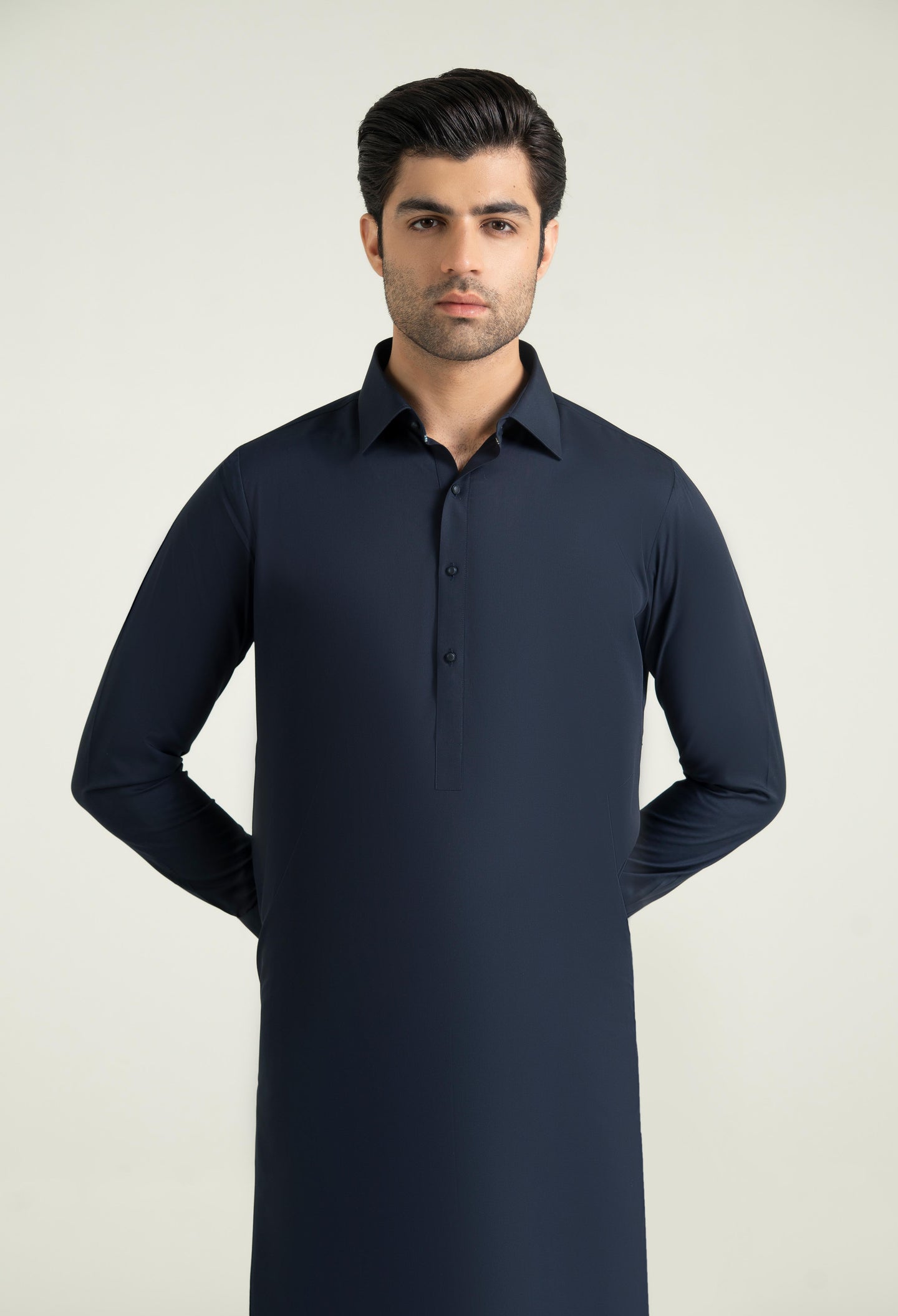 Navy Blue Blended Kameez Shalwar