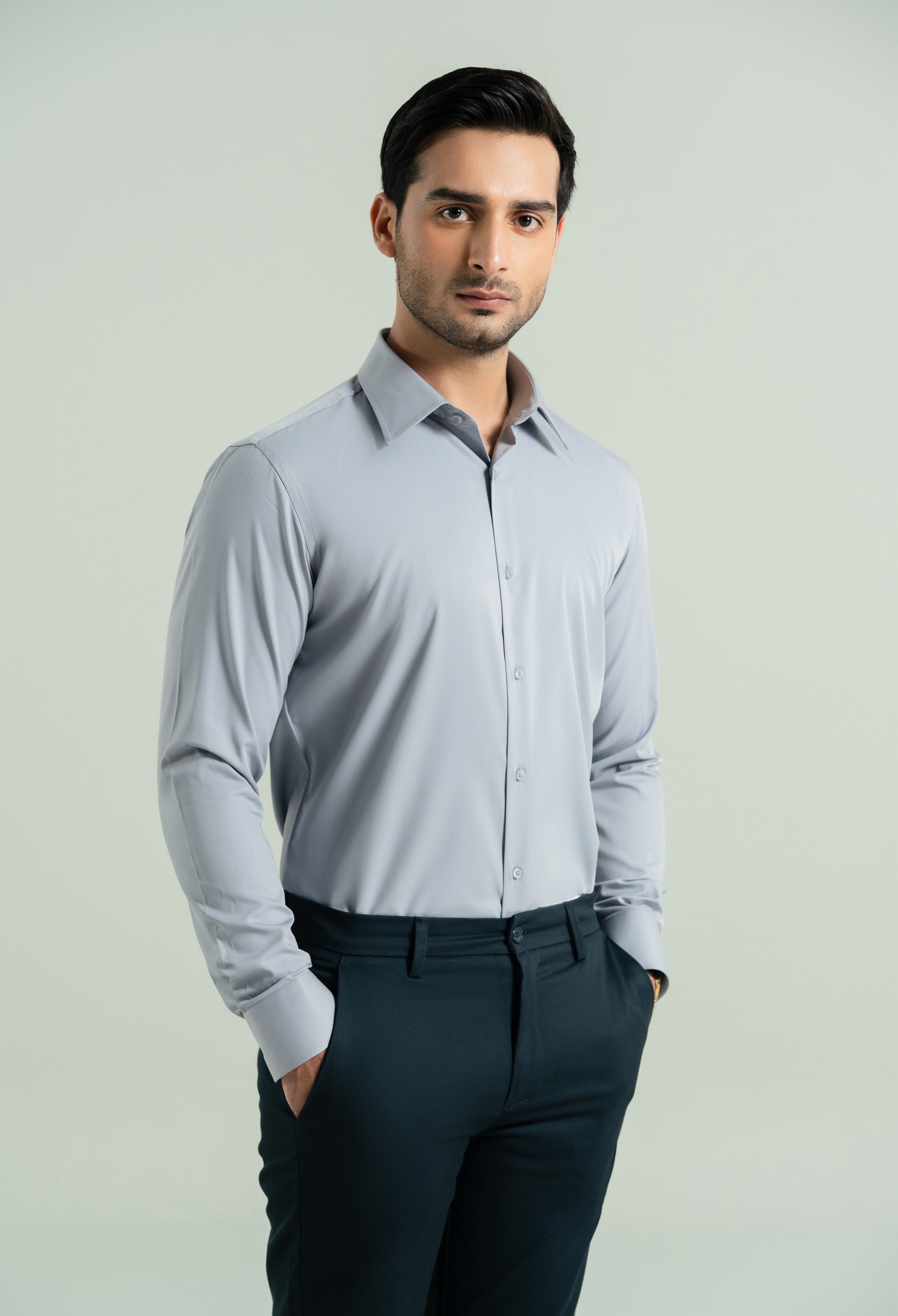 Steel Grey Semi Formal Shirt