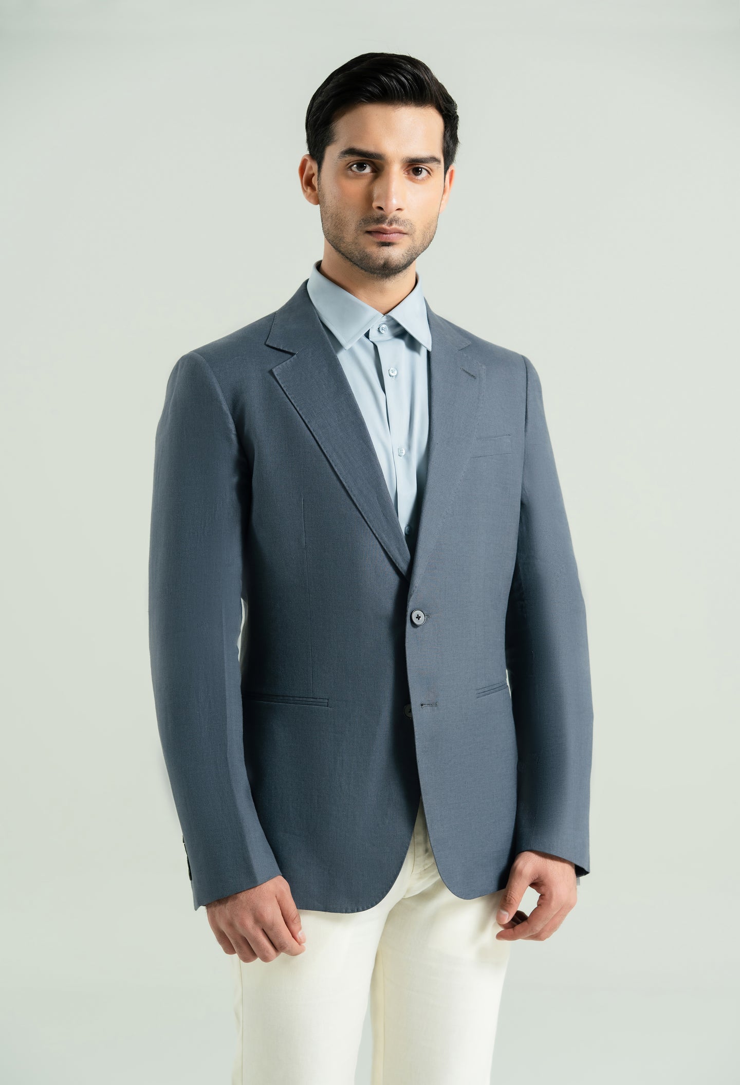 Space Grey Linen Twill Blazer