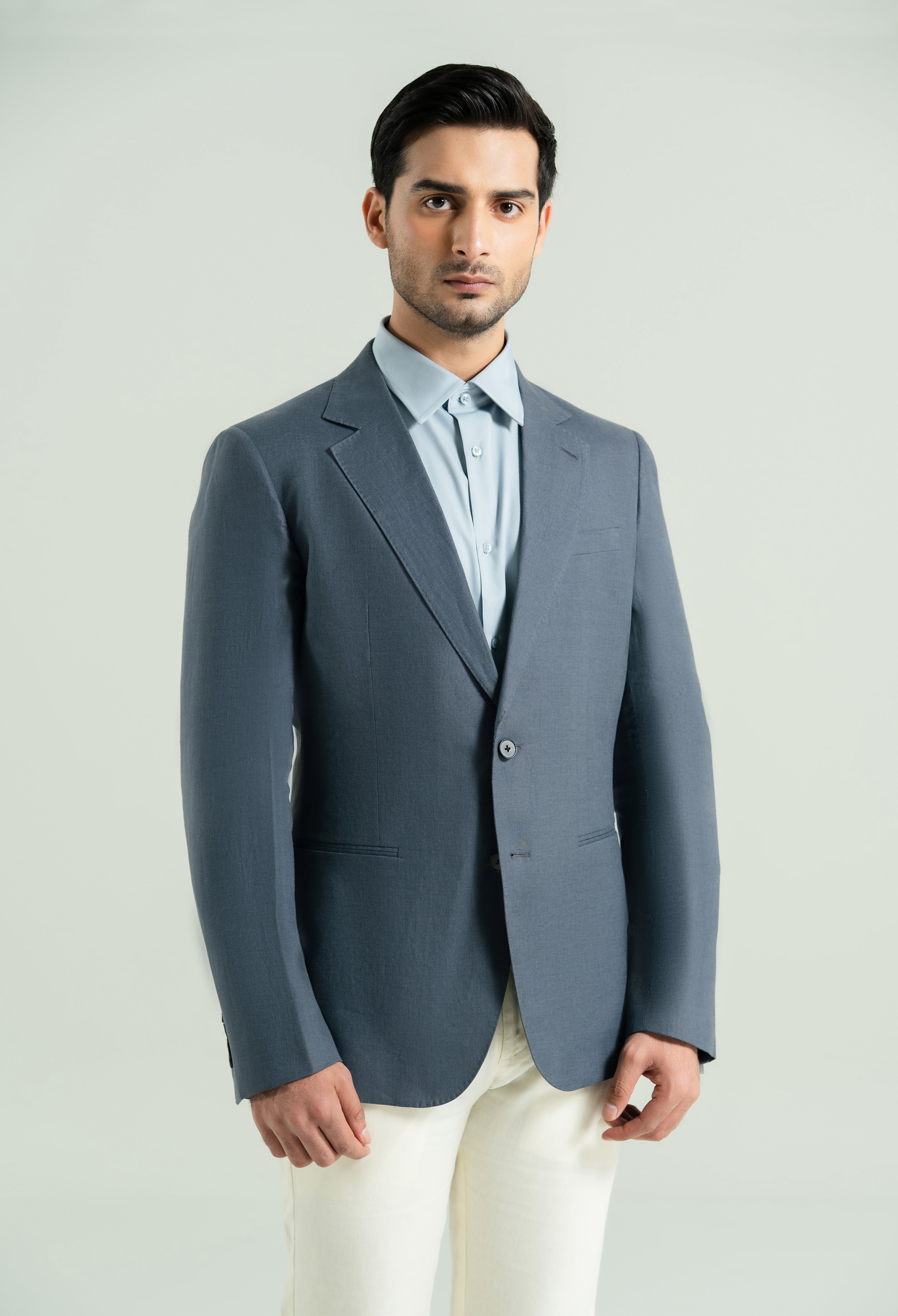 Space Grey Linen Twill Blazer
