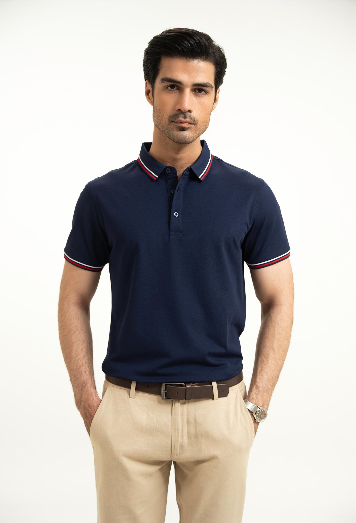 Royal Blue Tipping Collar Polo