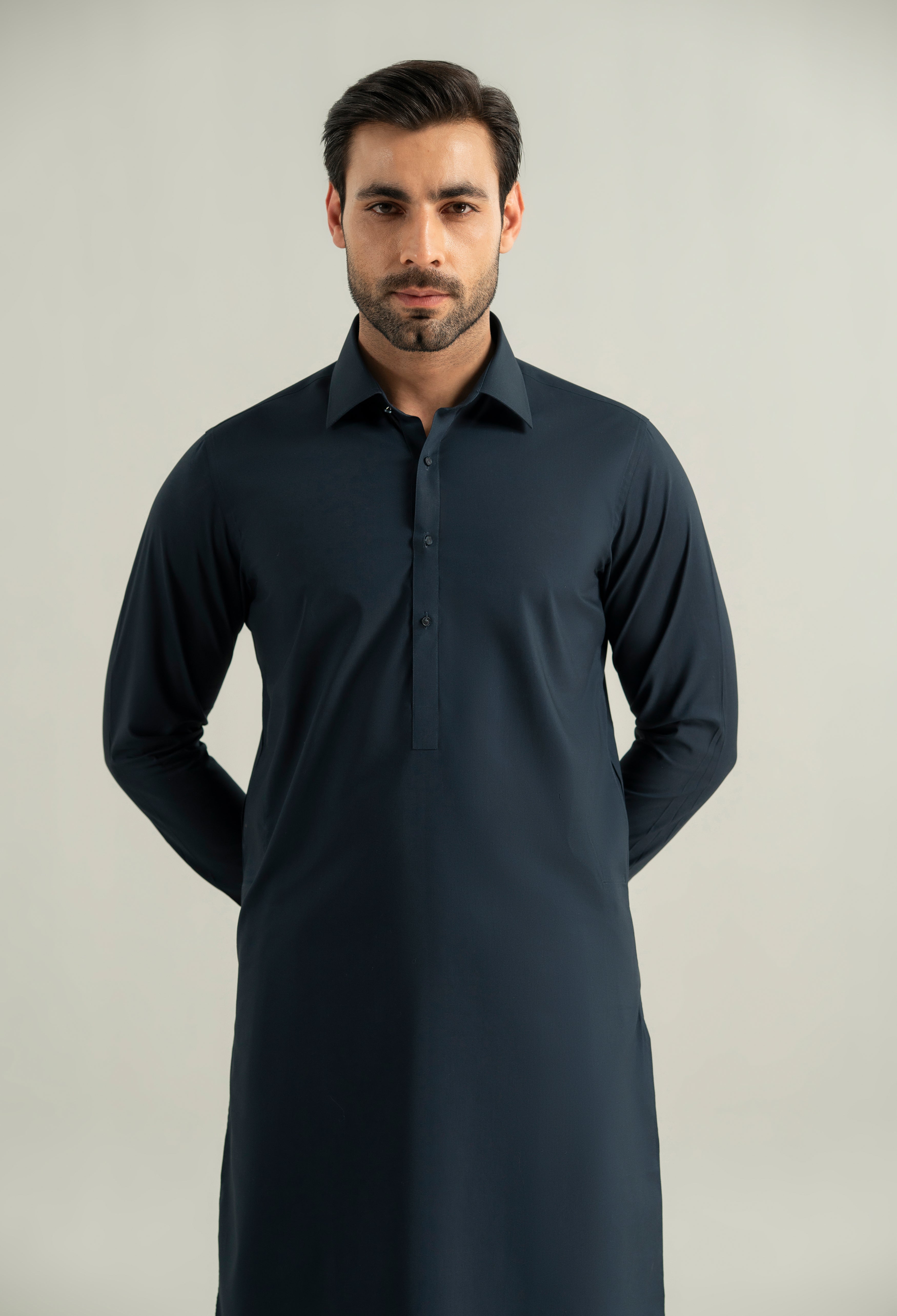 Navy Blue Cotton Kameez Shalwar