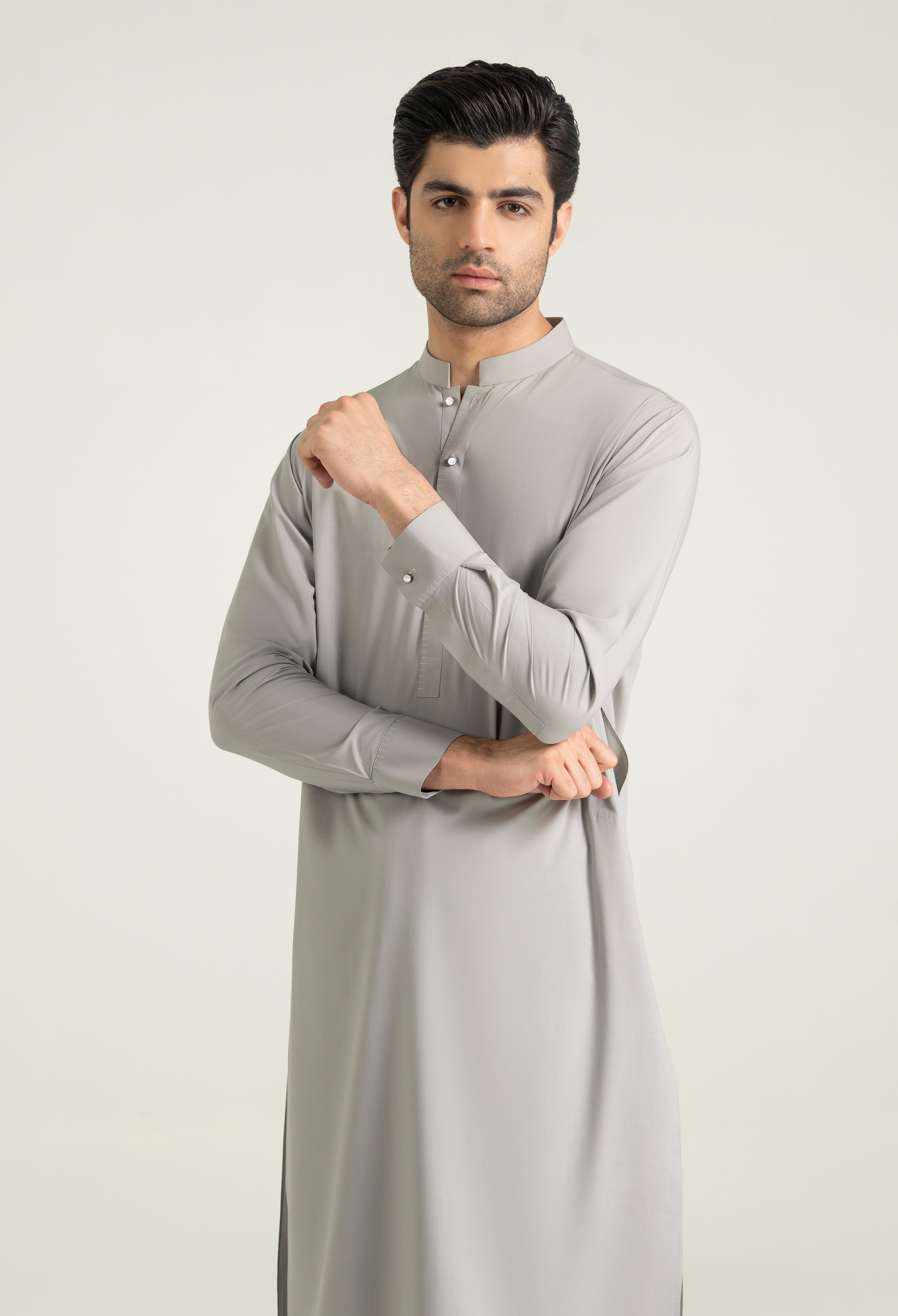 Slate Grey Blended Kameez Shalwar
