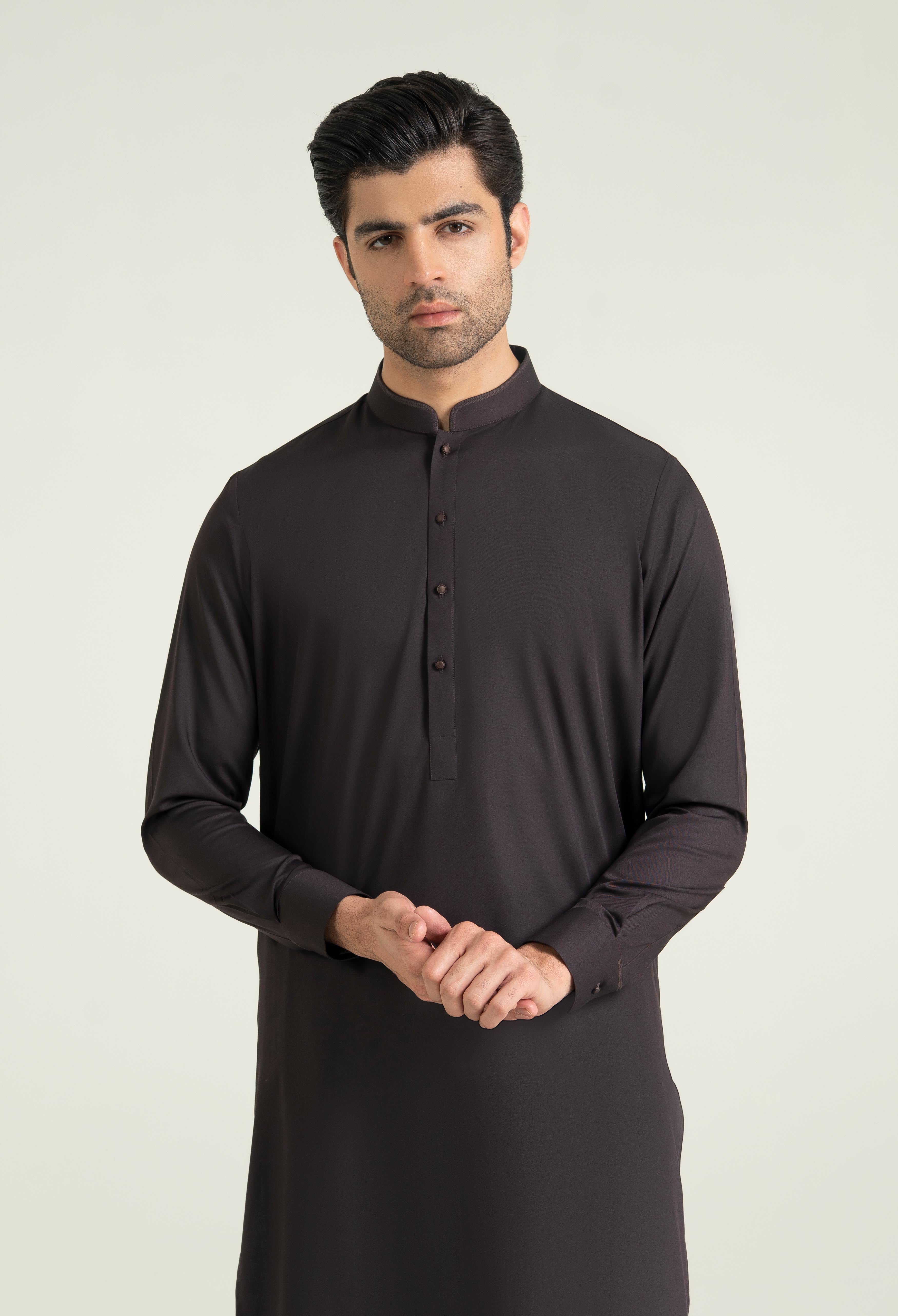 Dark Maroon Blended Kameez Shalwar