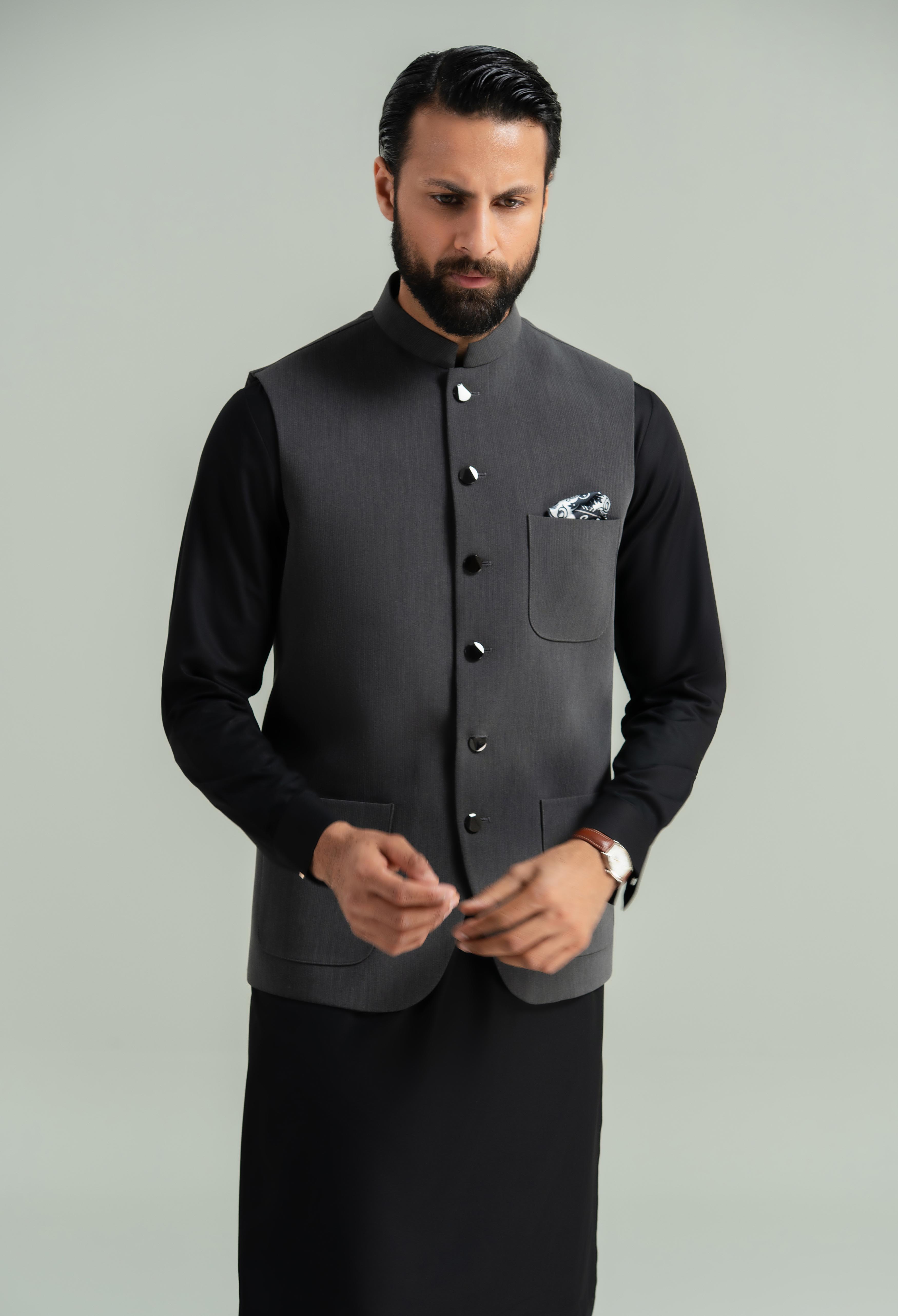 Carbon Black Corduroy Waistcoat