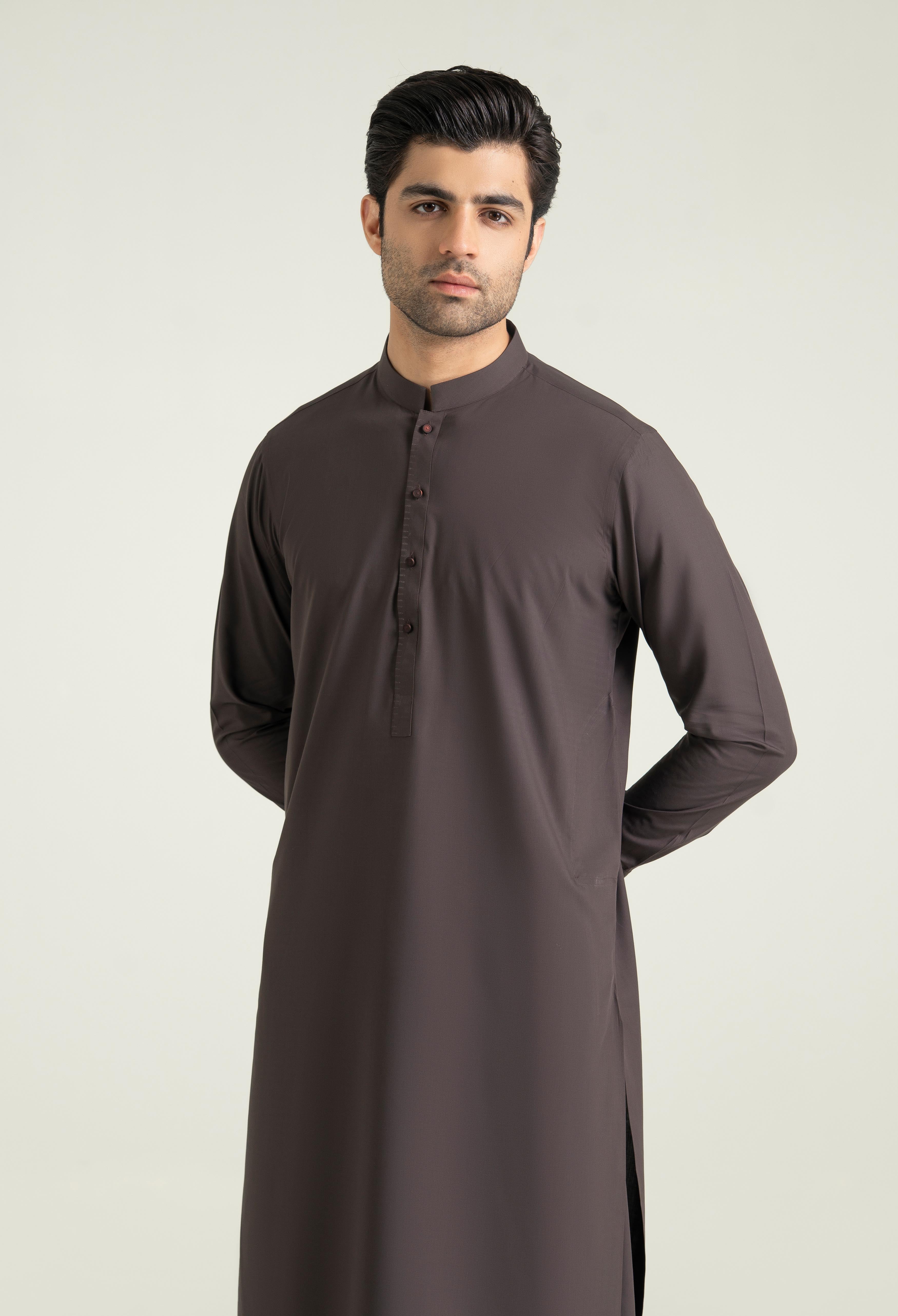 Dark Brown Blended Kameez Shalwar