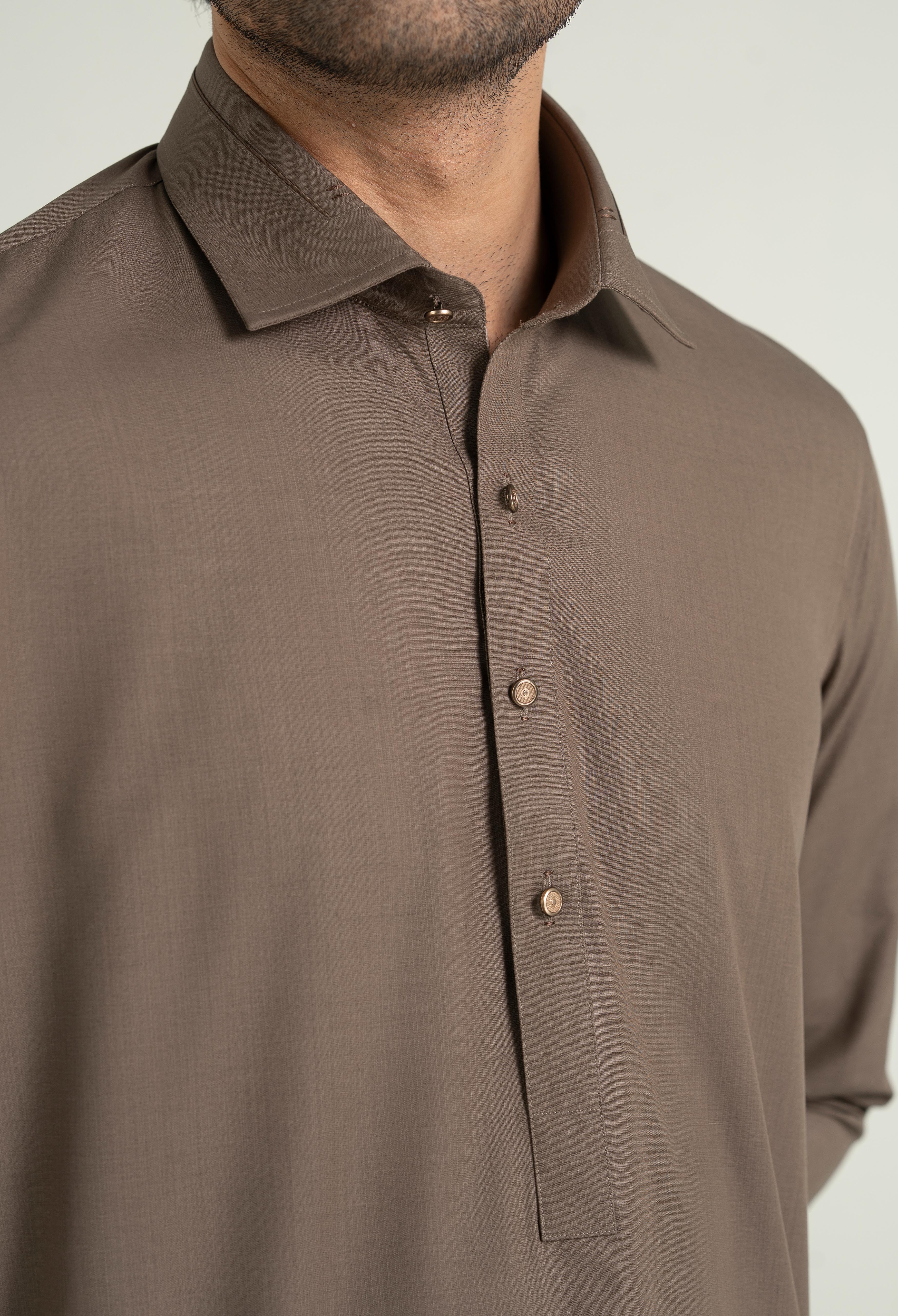 Bronze Brown Blended Kameez Shalwar