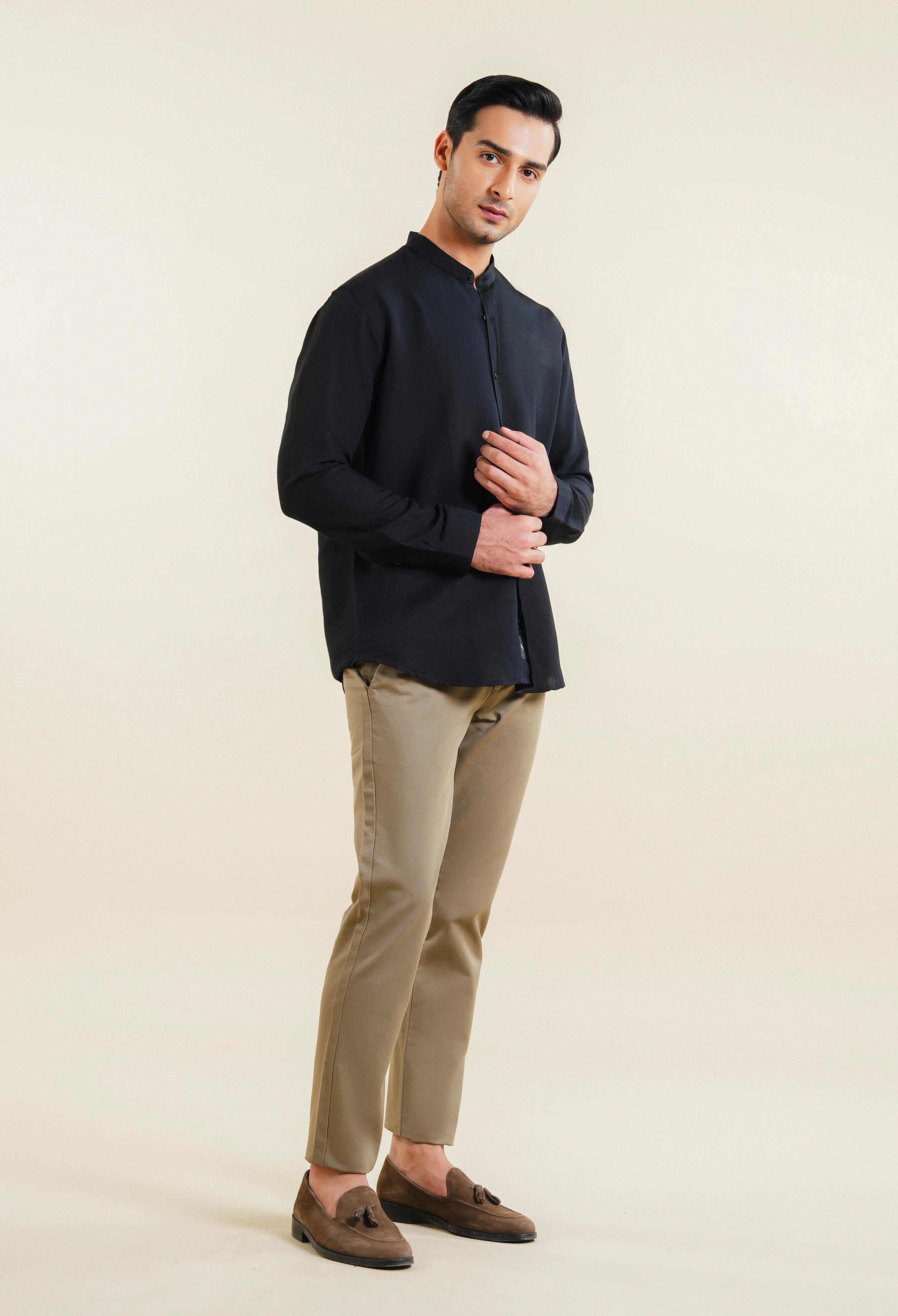 Jet Black Linen Shirt