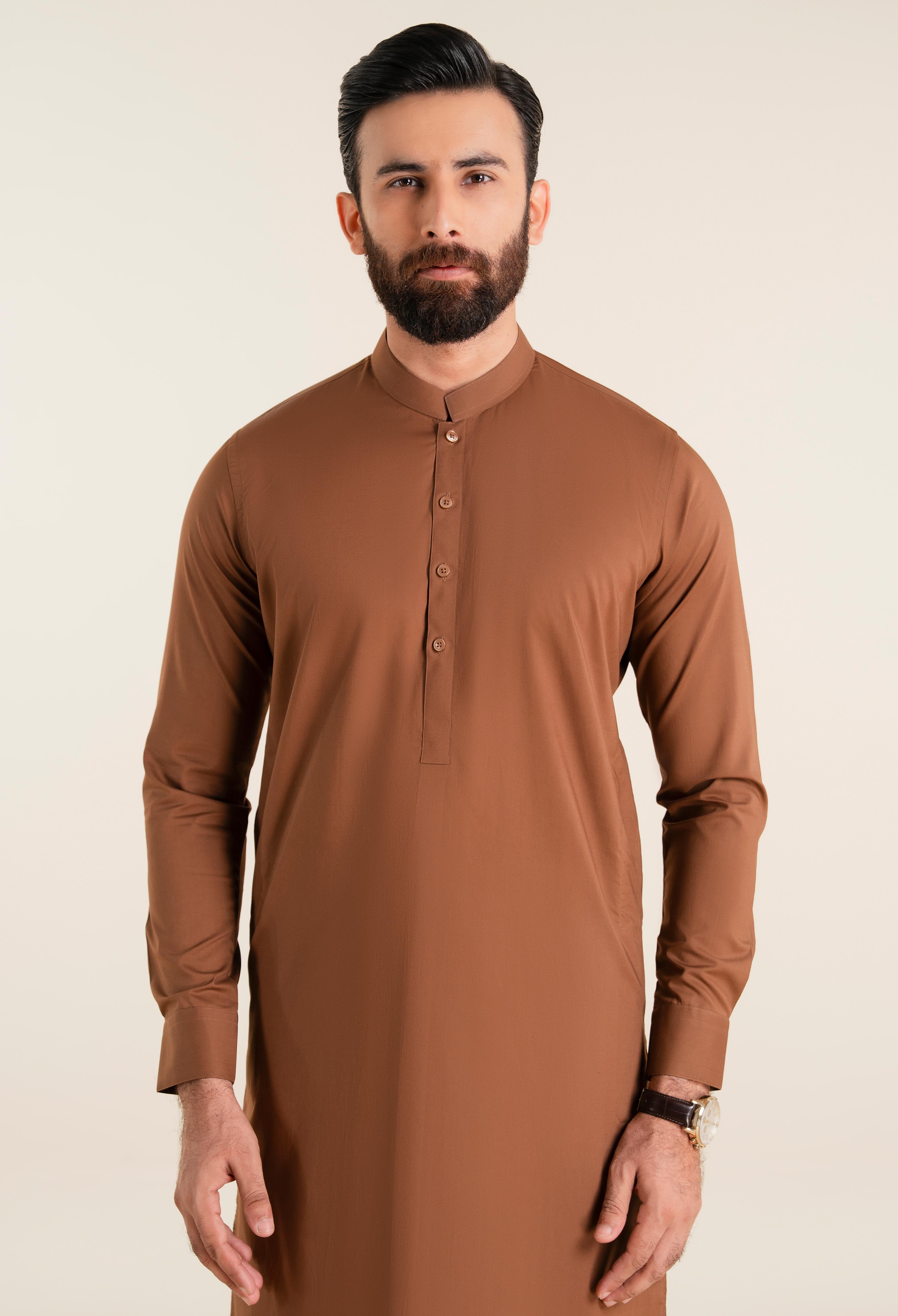 Maple Brown Cotton kameez Shalwar
