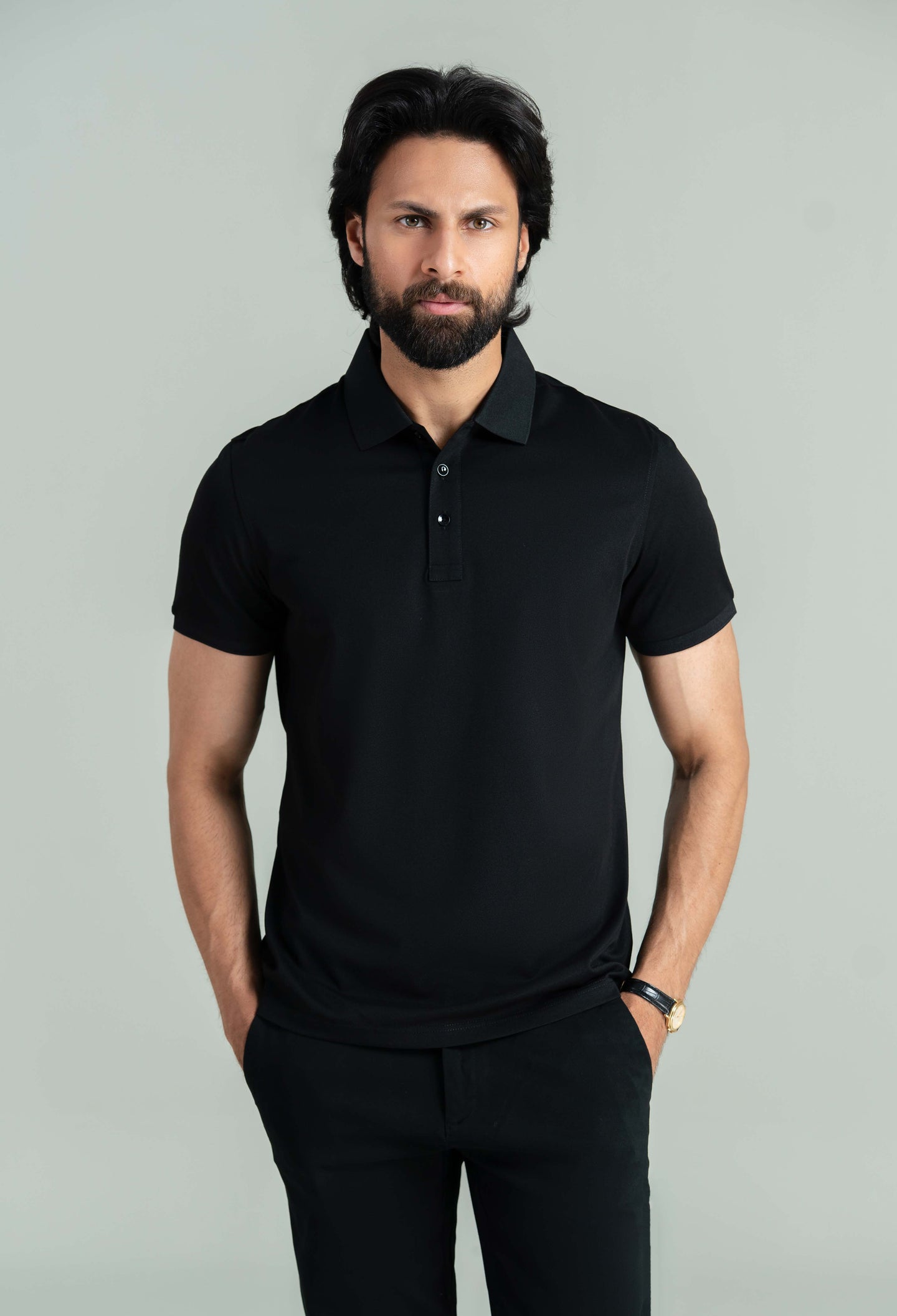 Charcoal Black Basic Polo