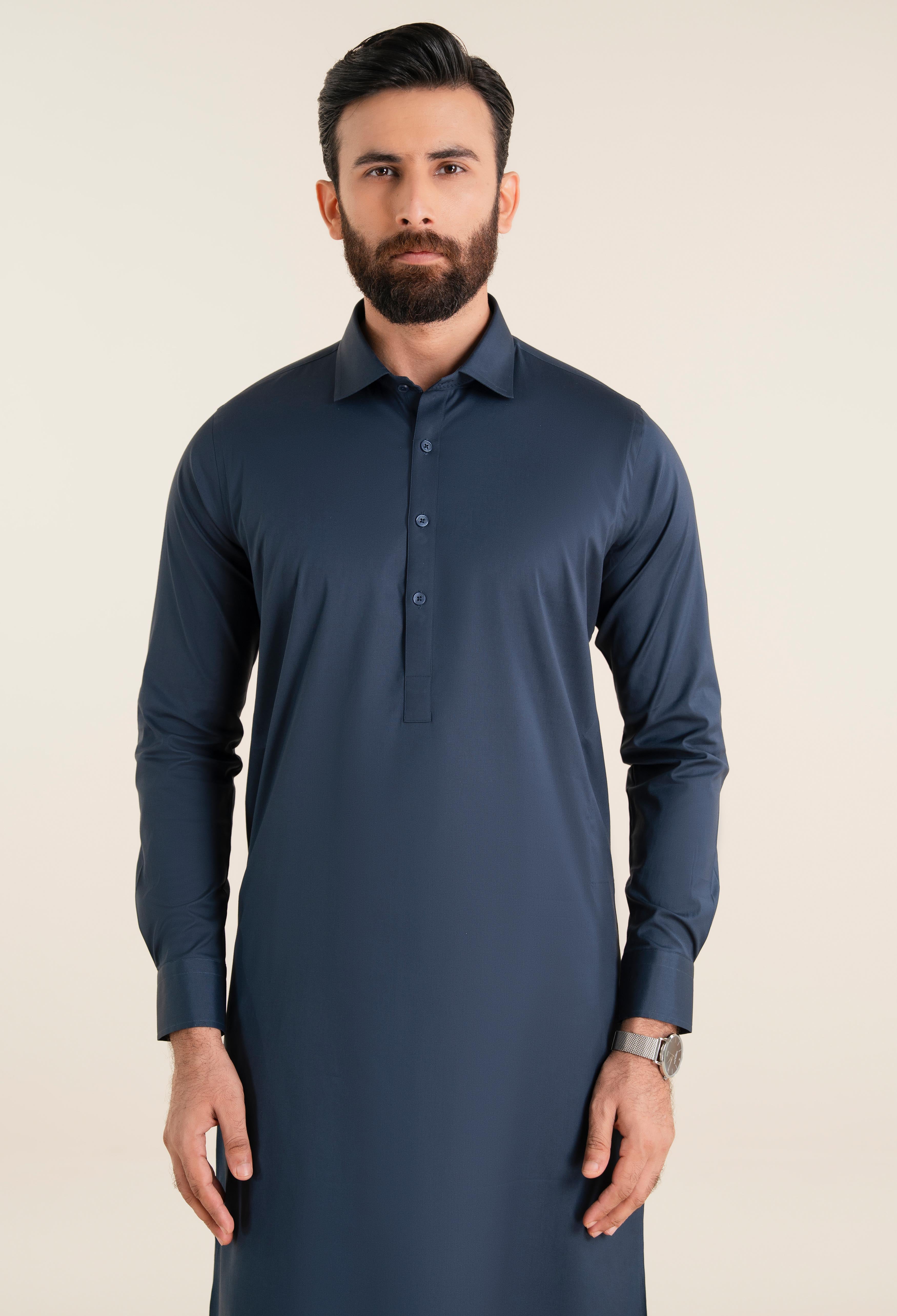 Deep Navy Cotton Kameez Shalwar